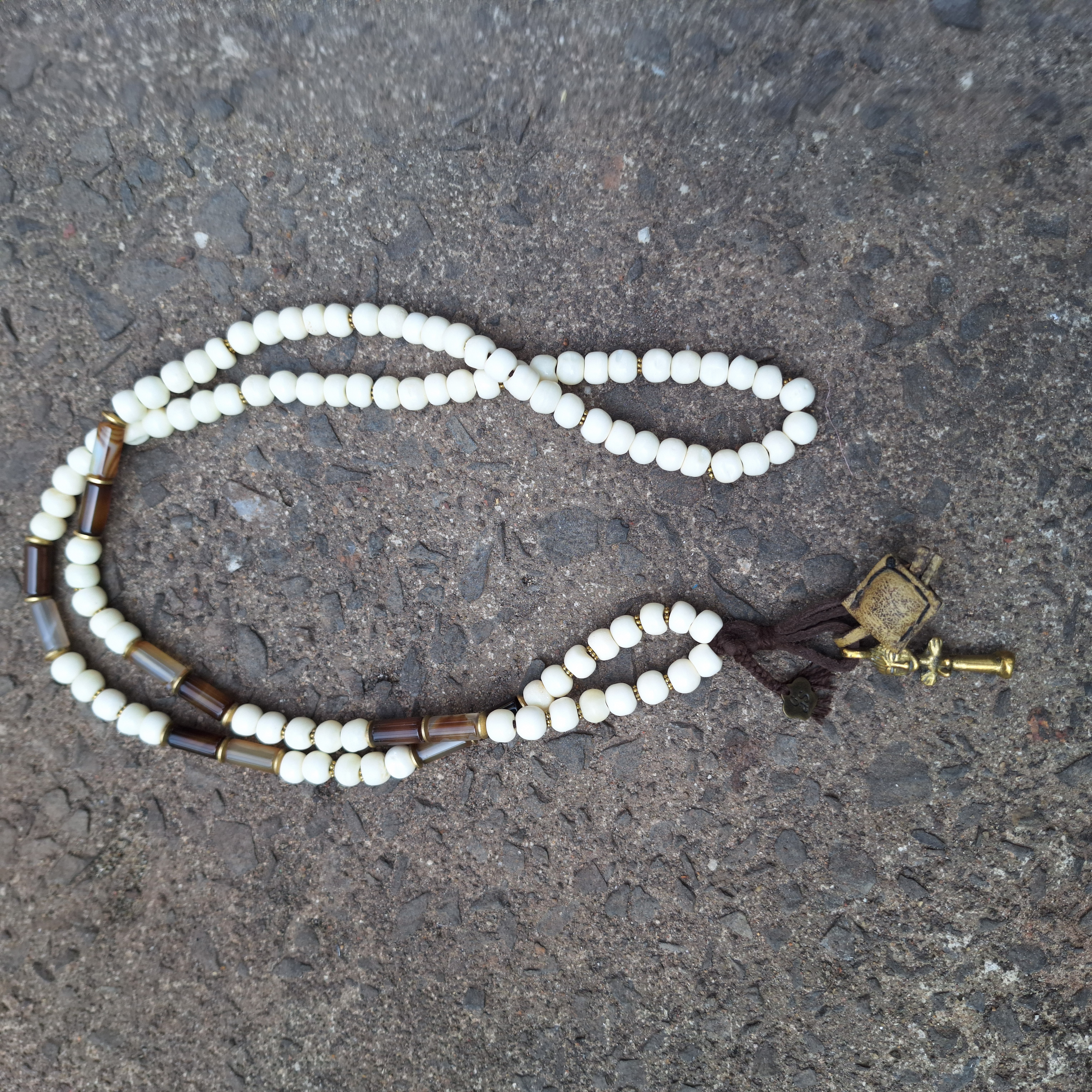 Agate Brass Mala