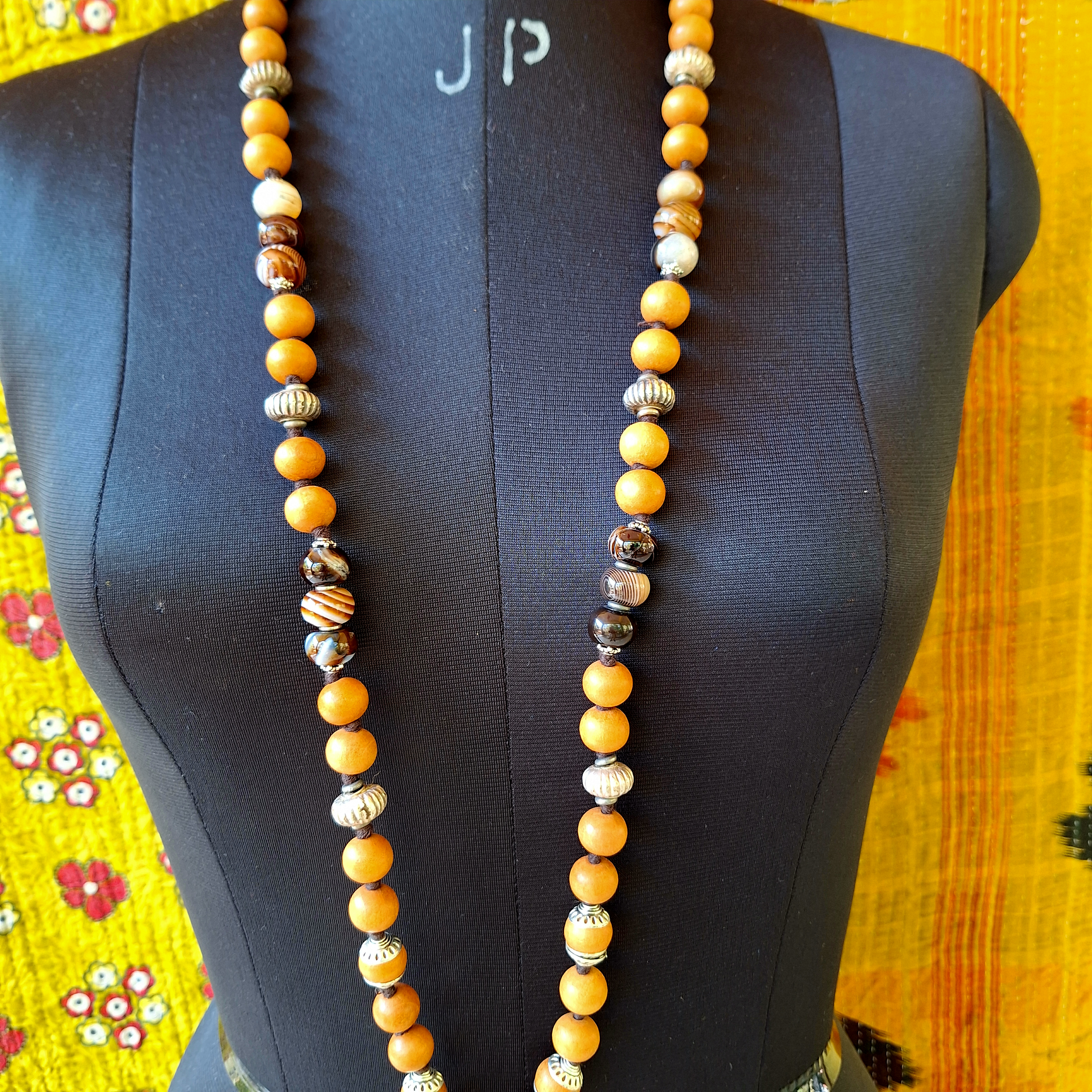Big Agate Silver Mala
