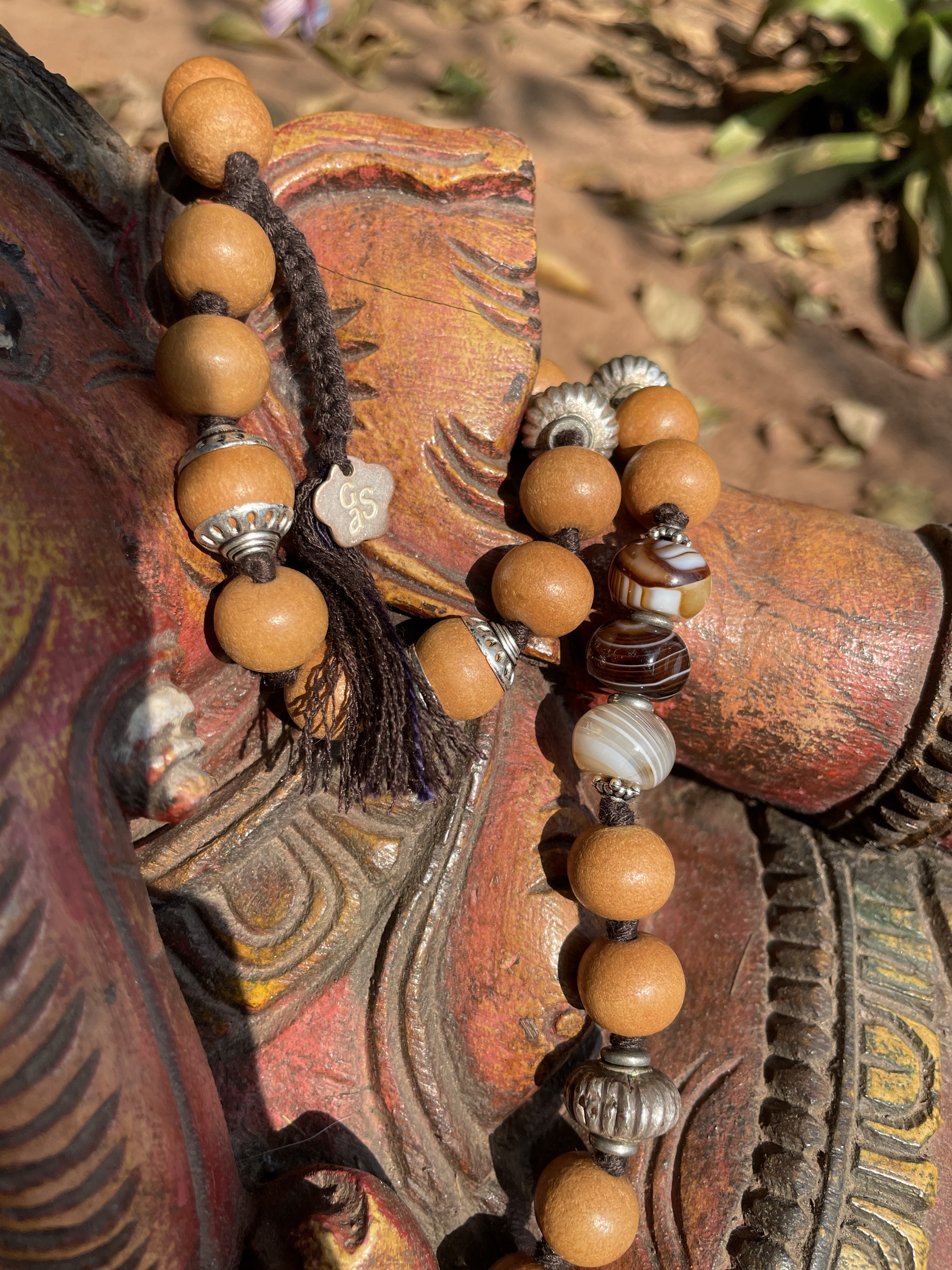 Big Agate Silver Mala