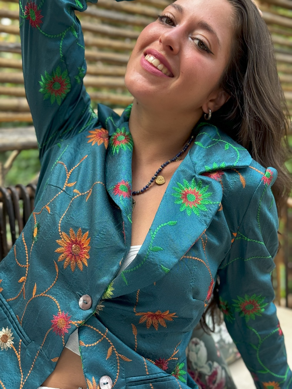 Giacche Silk Flowers Blue