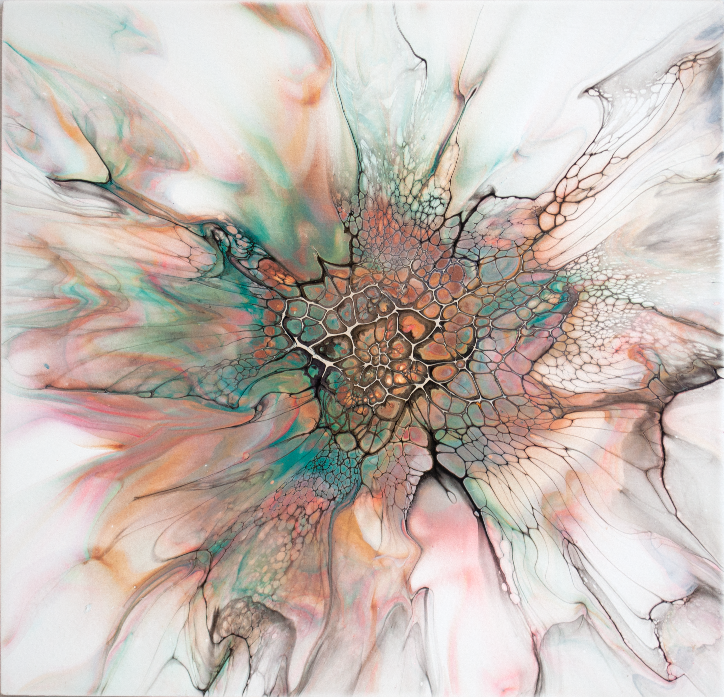 'Always' Abstract Fluid Art (12x12" cradled board)