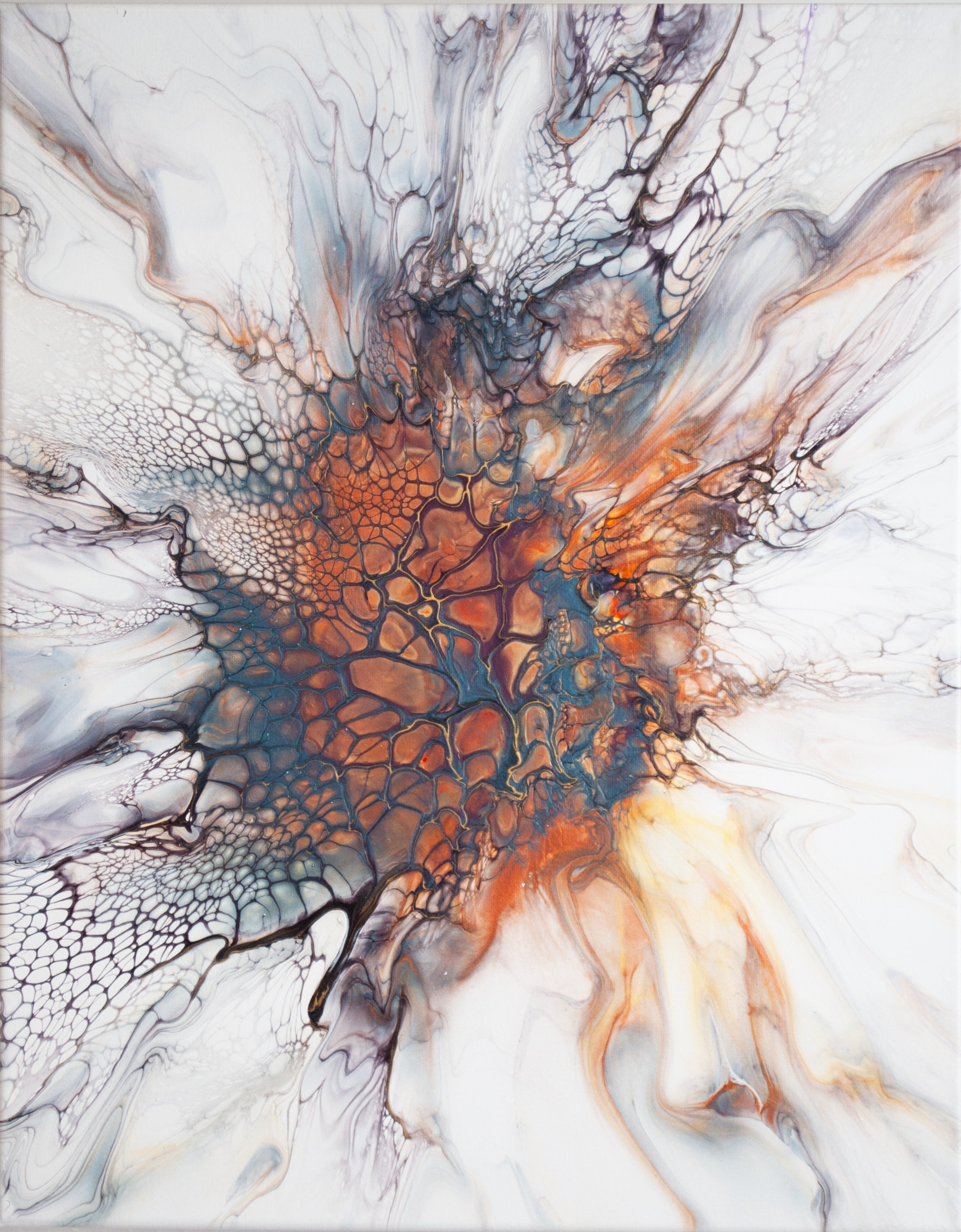 'Autumn Bouquet' Abstract Fluid Art (16x20" canvas)