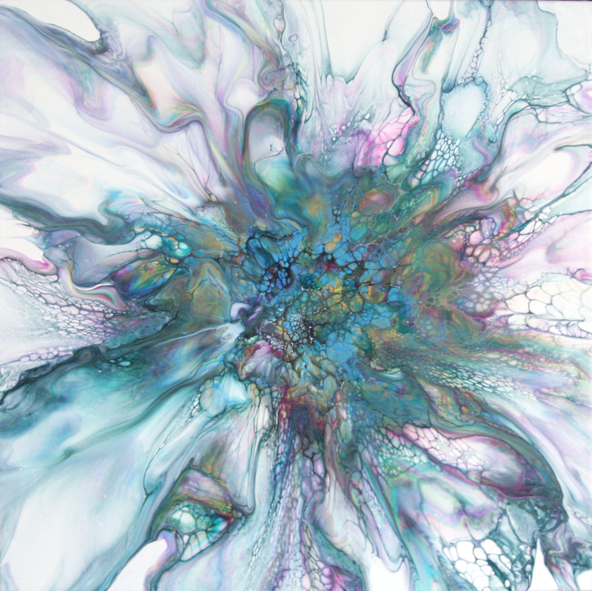 'Bella' Abstract Fluid Art (20x20 HP canvas)