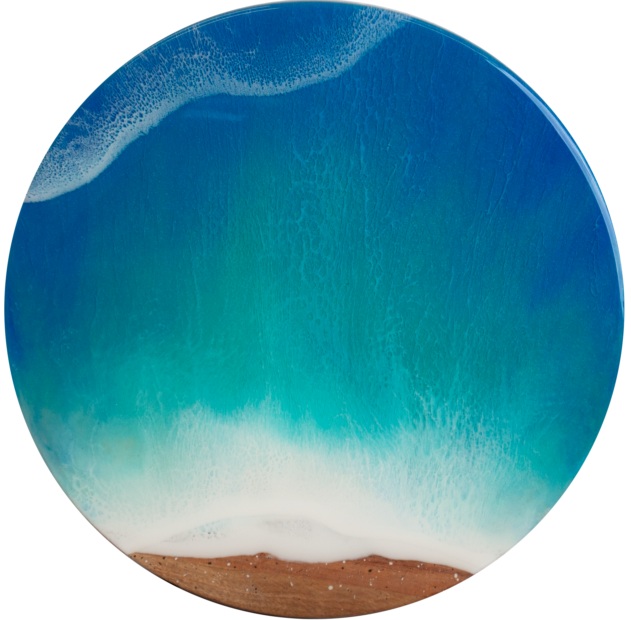 ‘Captive Caribbean’ Epoxy Ocean/Lazy Susan (15" diameter round wood)