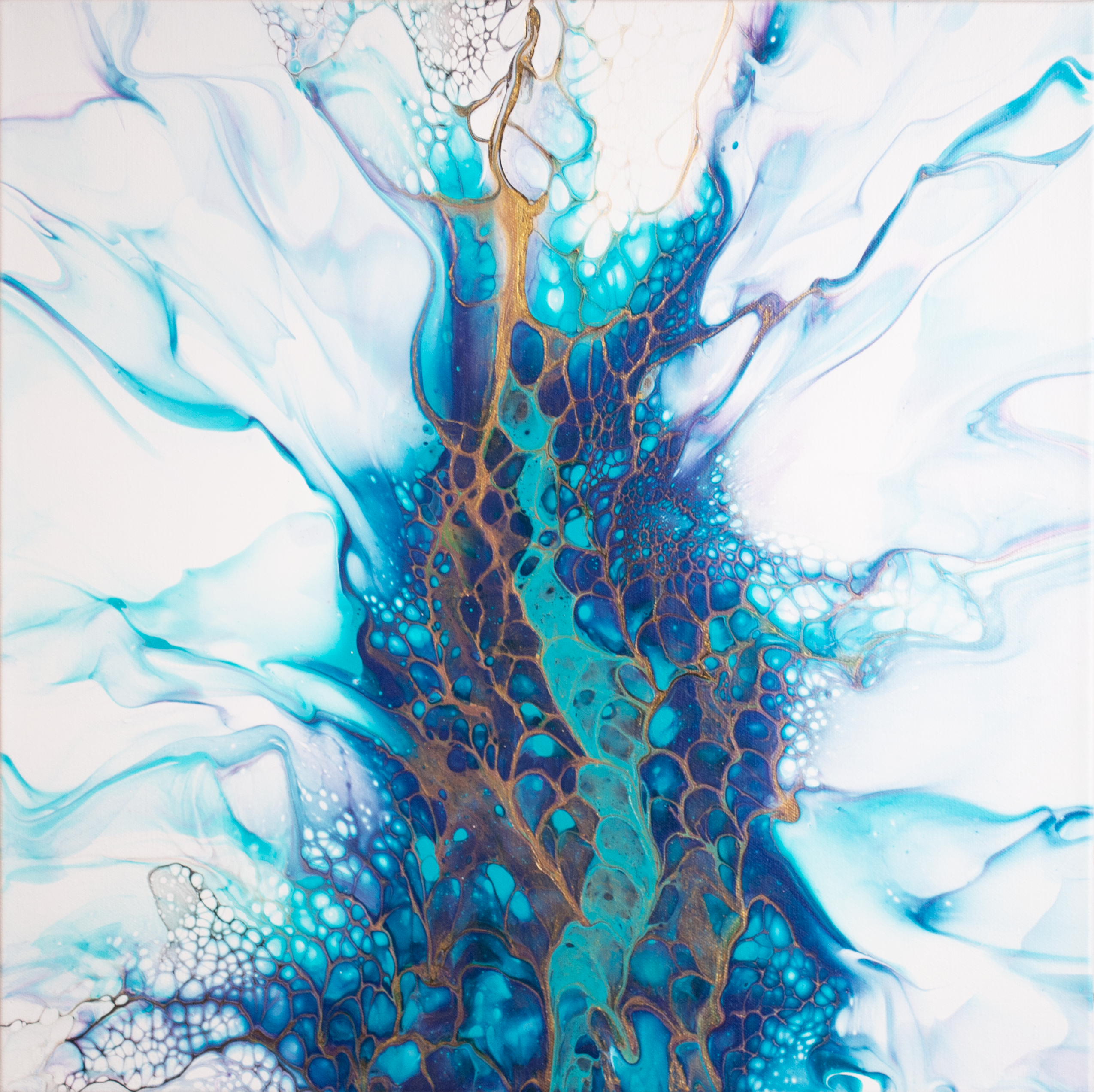 'Deep Sea Crevasse' Abstract Fluid Art (20x20" HP Canvas)