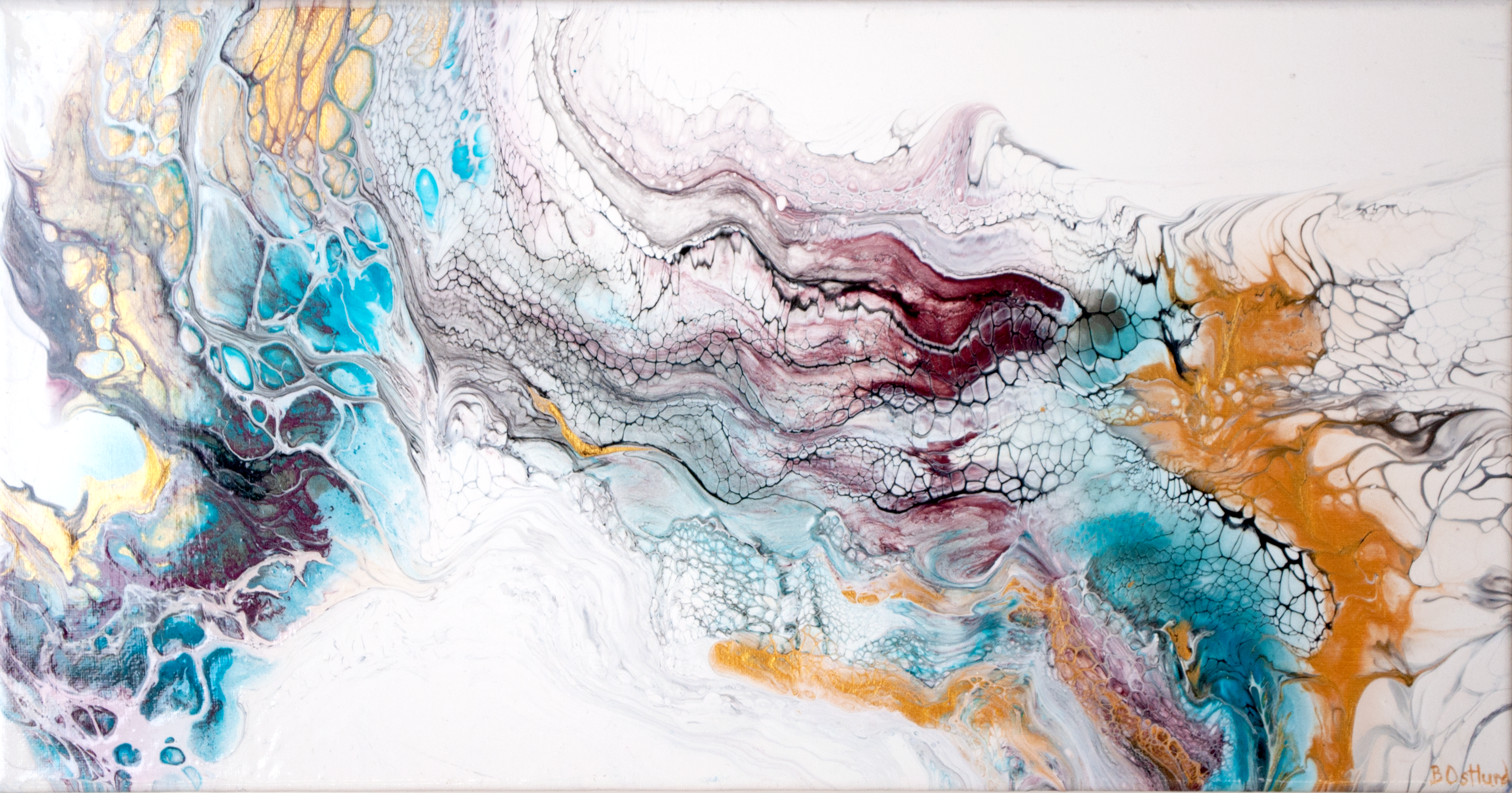 'Guilded' Abstract Fluid Art (10x20" standard canvas)