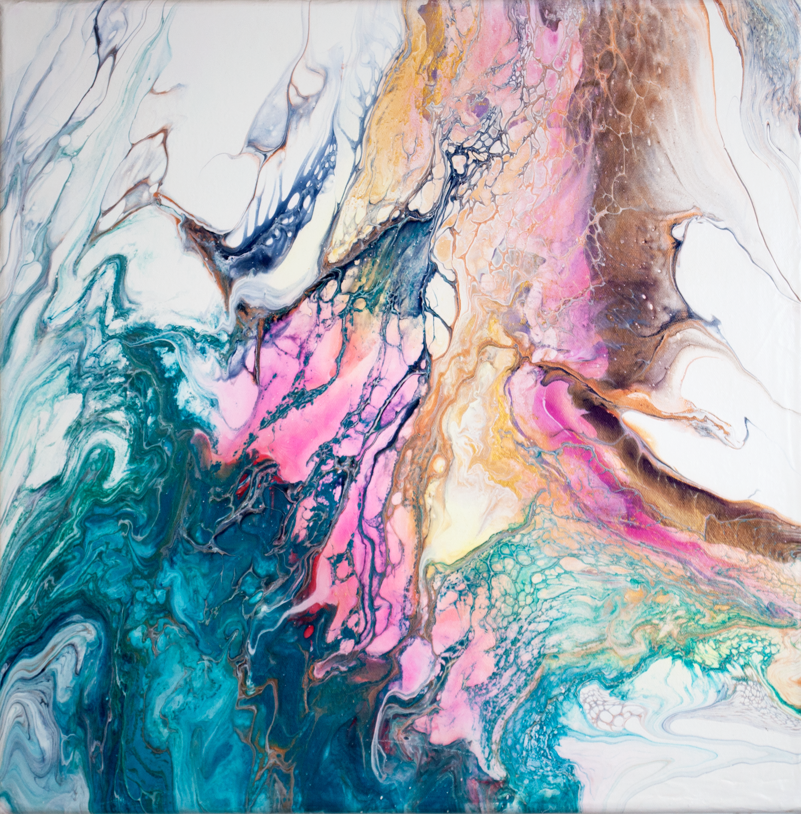 'Marble Swipe' Abstract Fluid Art Painting (20x20" standard canvas)