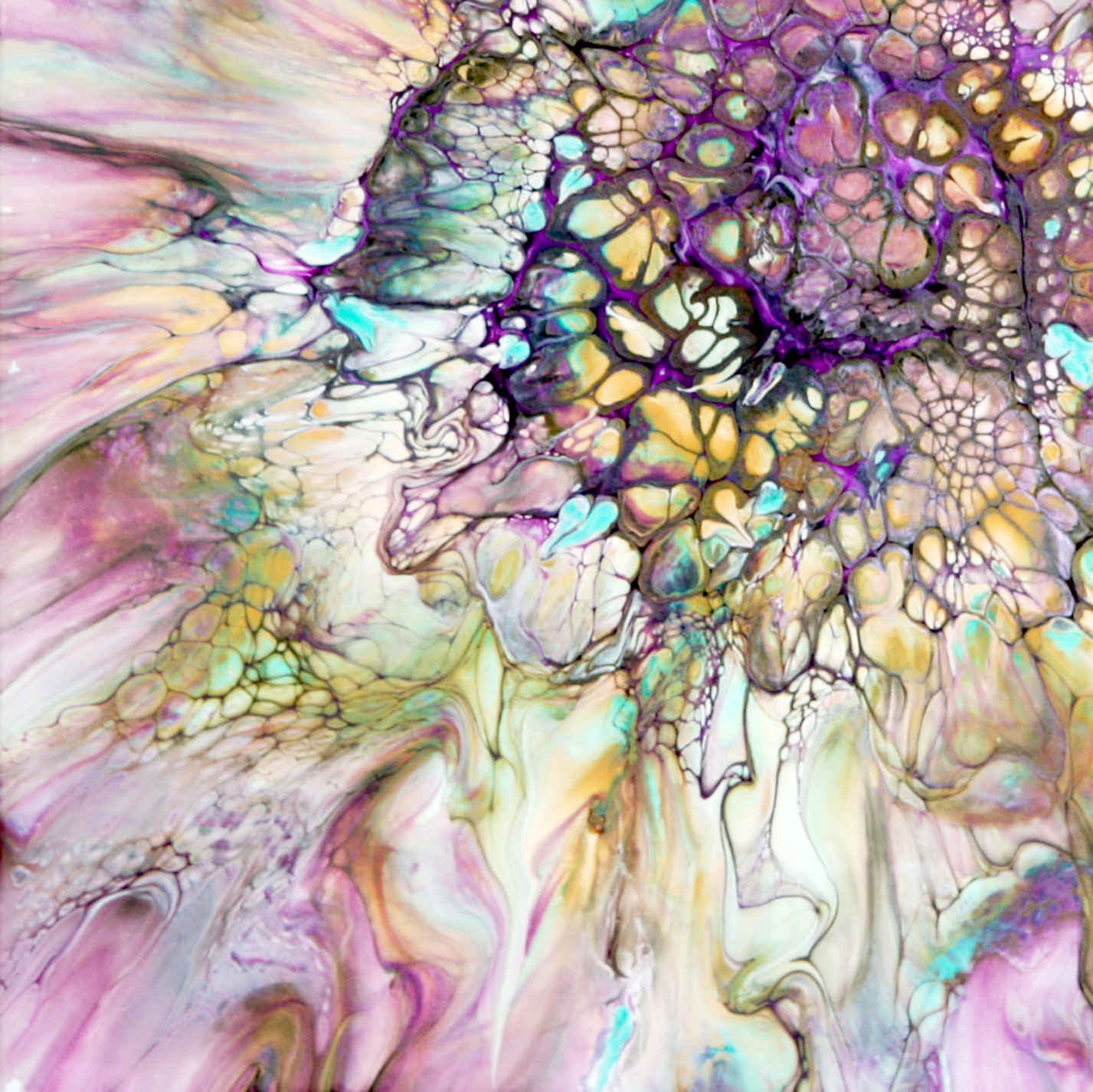 'Zelmira' Abstract Fluid Art Painting (10x10" cradled wood)