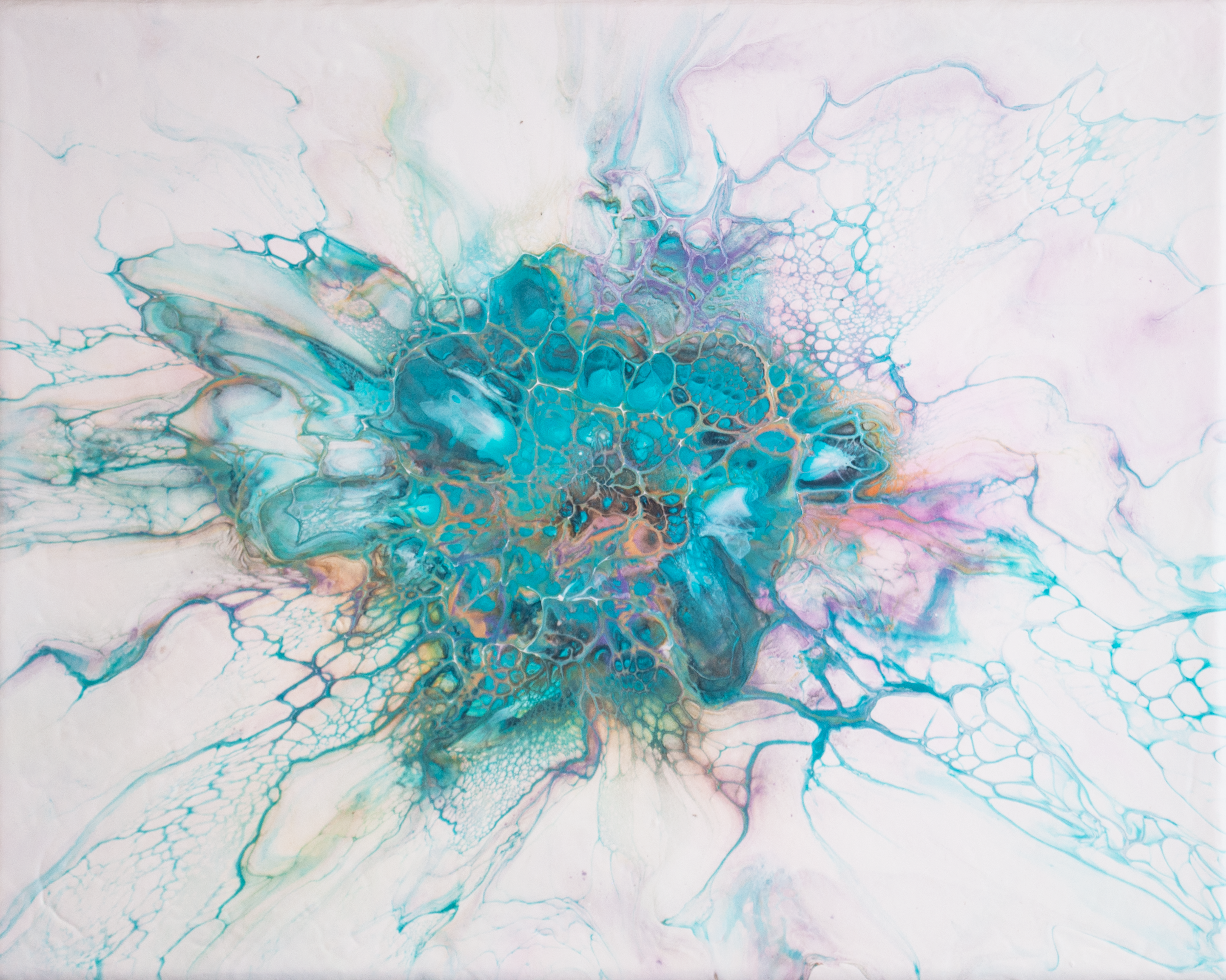 ‘Blue Calla Lilly’ Abstract Fluid Art Painting (11x14" canvas)