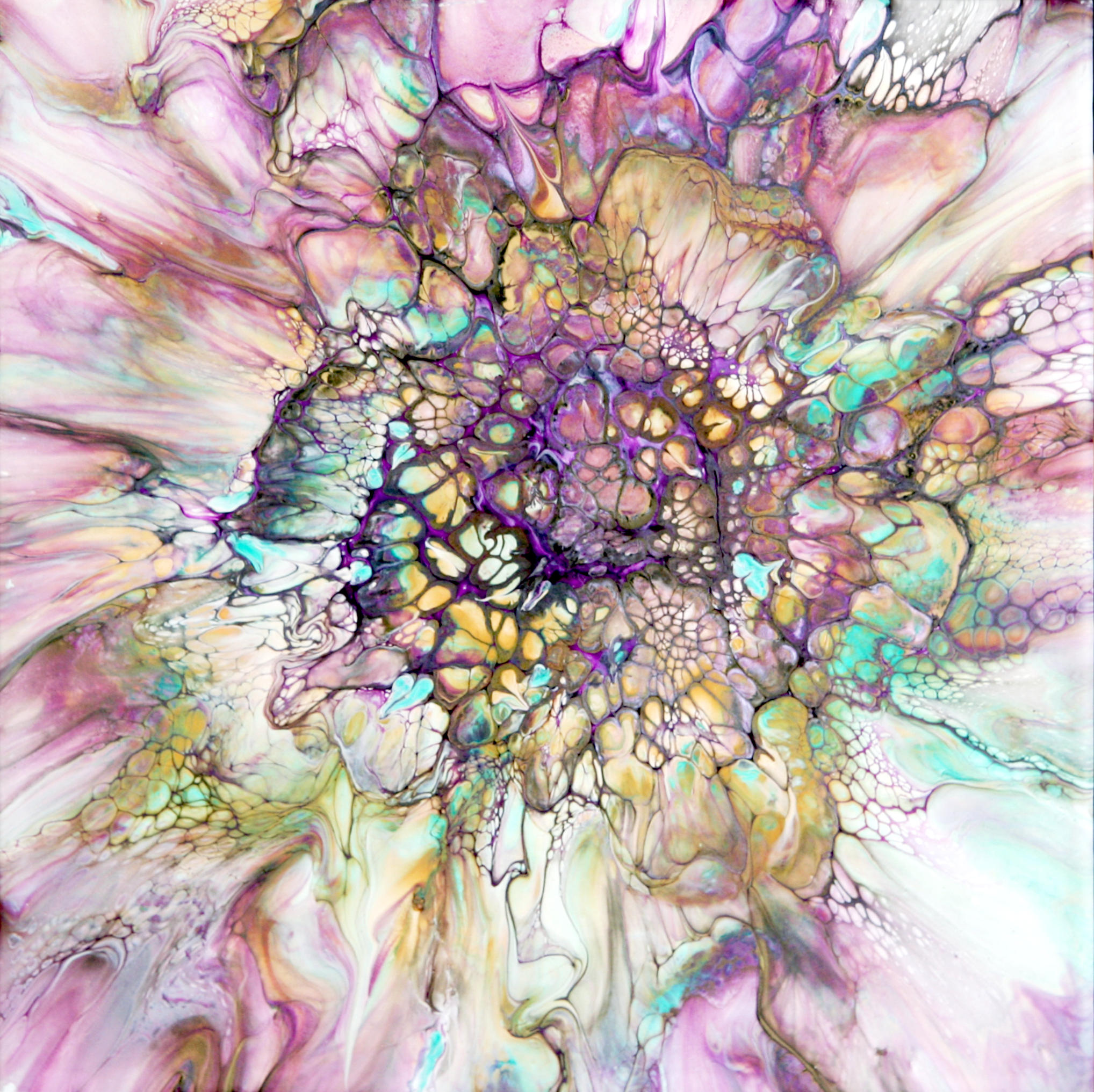 'Zelmira' Abstract Fluid Art Painting (10x10" cradled wood)