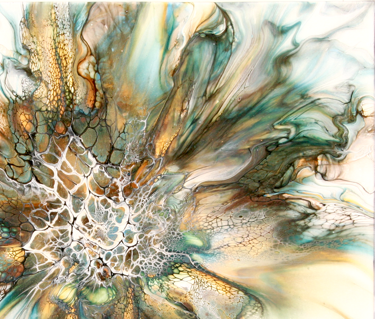 'Woodland Splendor' Abstract Fluid Art Painting