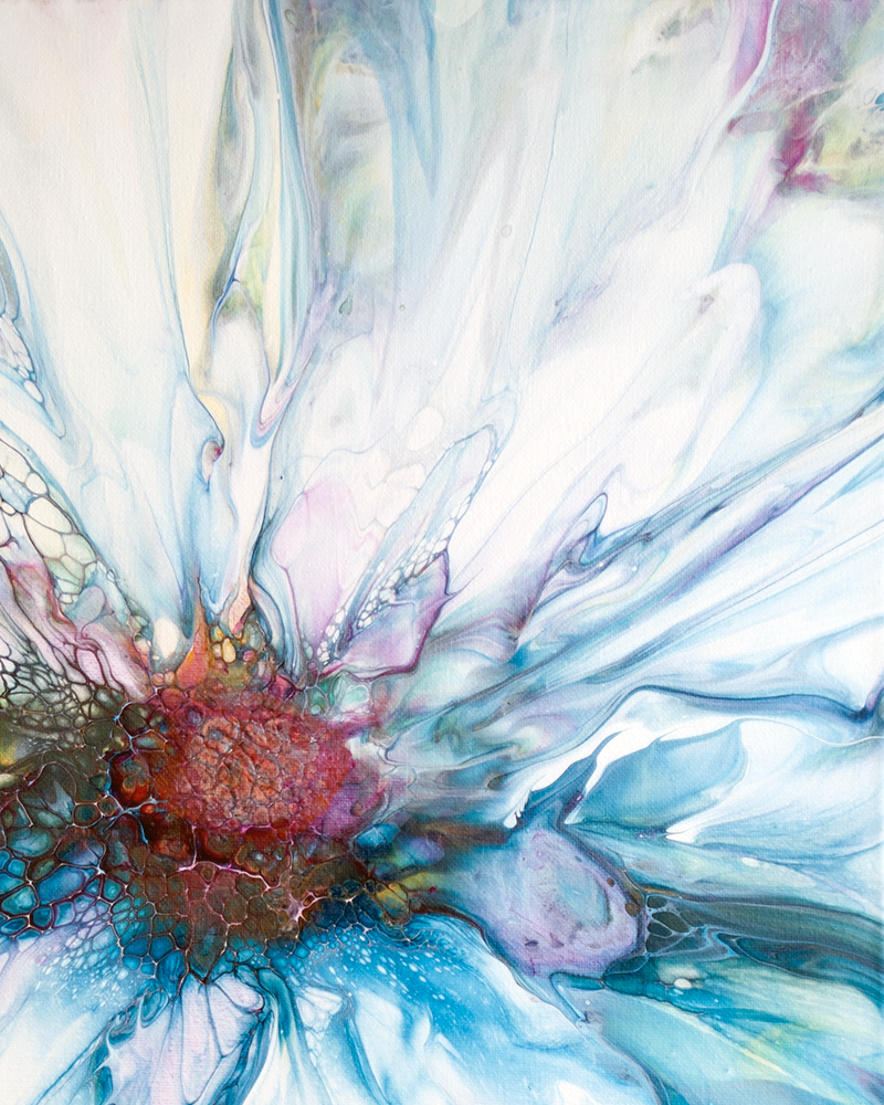 'Echinacea' Abstract Floral Art Painting (16x20" standard canvas)