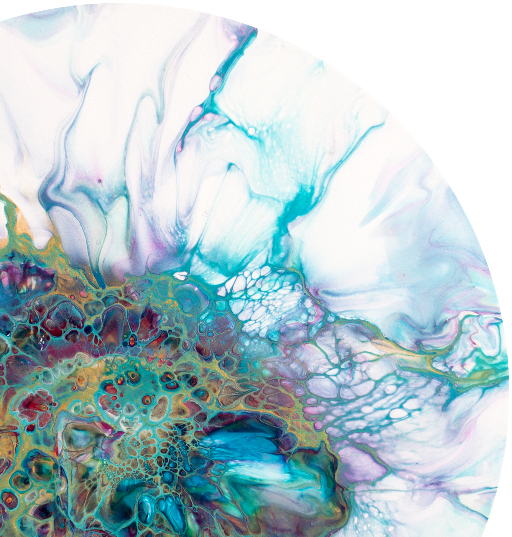 'Royal Bloom' Abstract Circular Art (13.5" diameter wood)