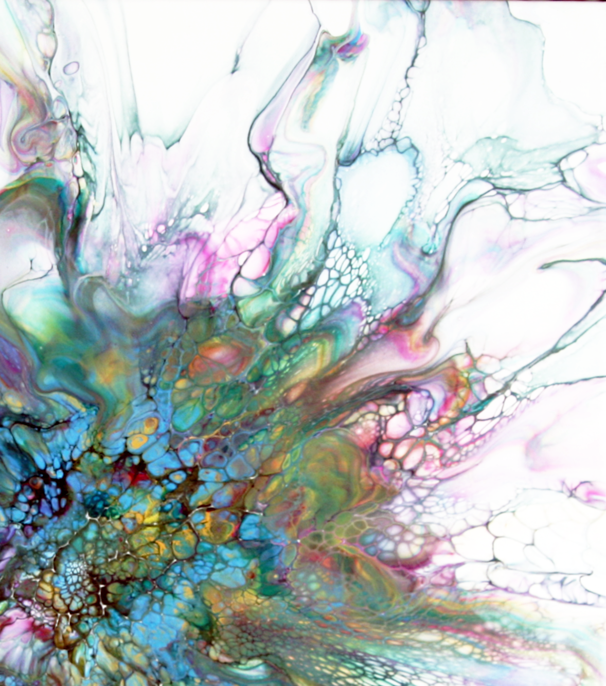 'Bella' Abstract Fluid Art (20x20 HP canvas)