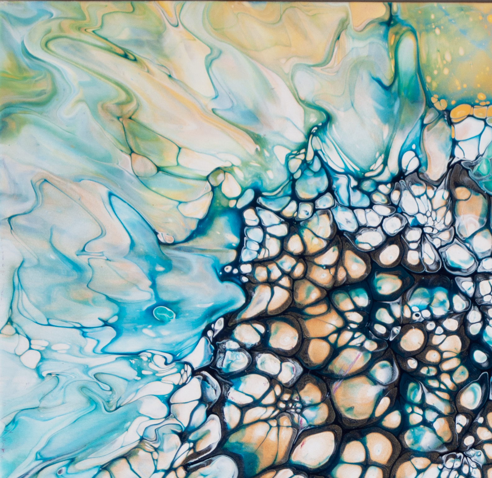 'Deep Sea Crevasse' Abstract Fluid Art (20x20" HP Canvas)