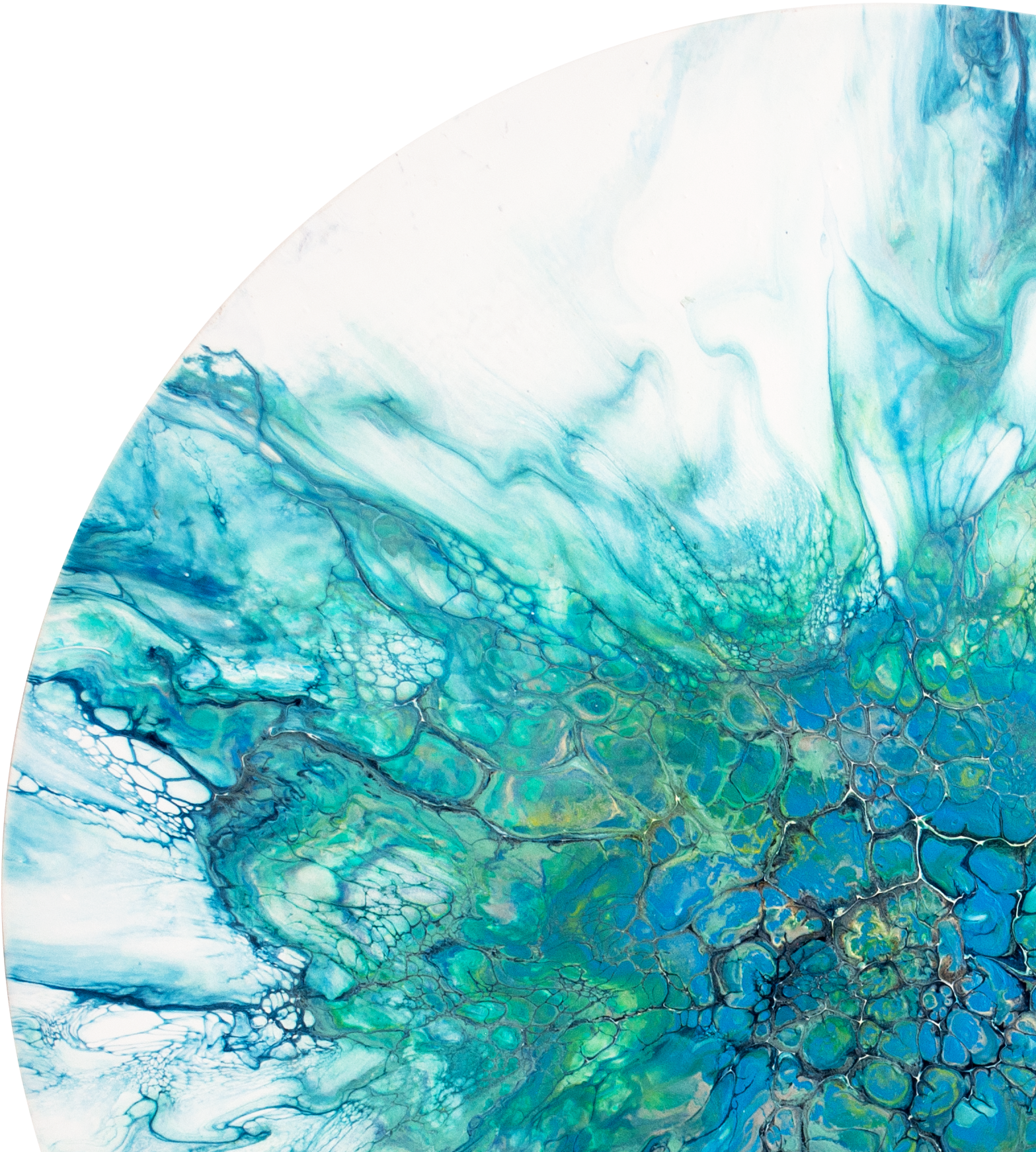 'Blue Hydrangea' Abstract Round Acrylic Art (14.5" round board)