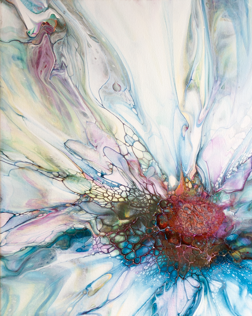 'Echinacea' Abstract Floral Art Painting (16x20" standard canvas)