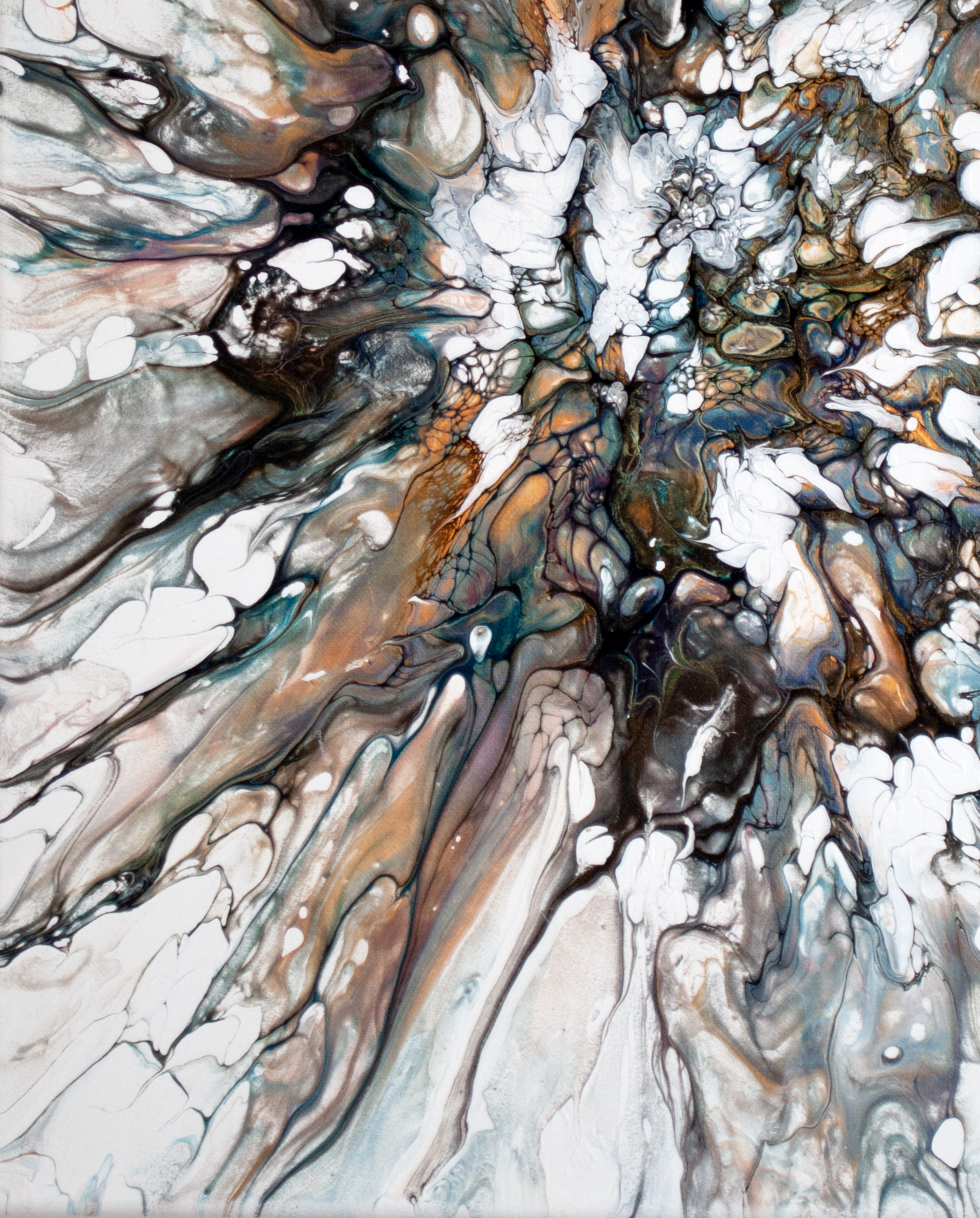 'Forest Bouquet' Abstract Fluid Art Painting (16x20" standard canvas)