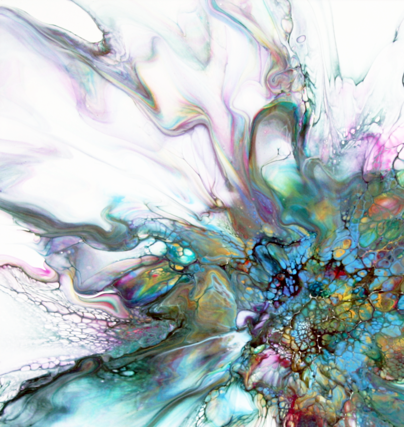 'Bella' Abstract Fluid Art (20x20 HP canvas)