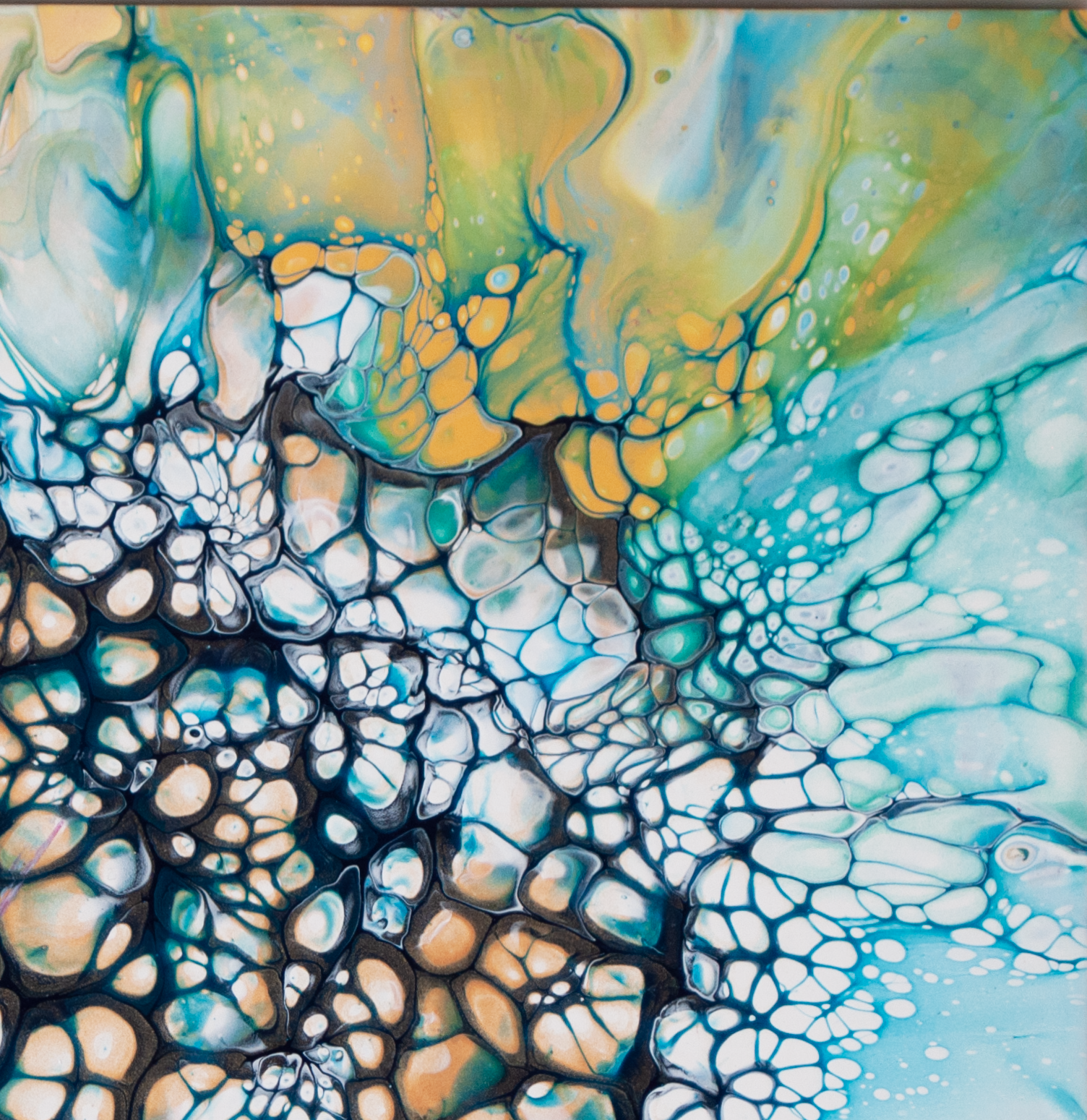 'Deep Sea Crevasse' Abstract Fluid Art (20x20" HP Canvas)