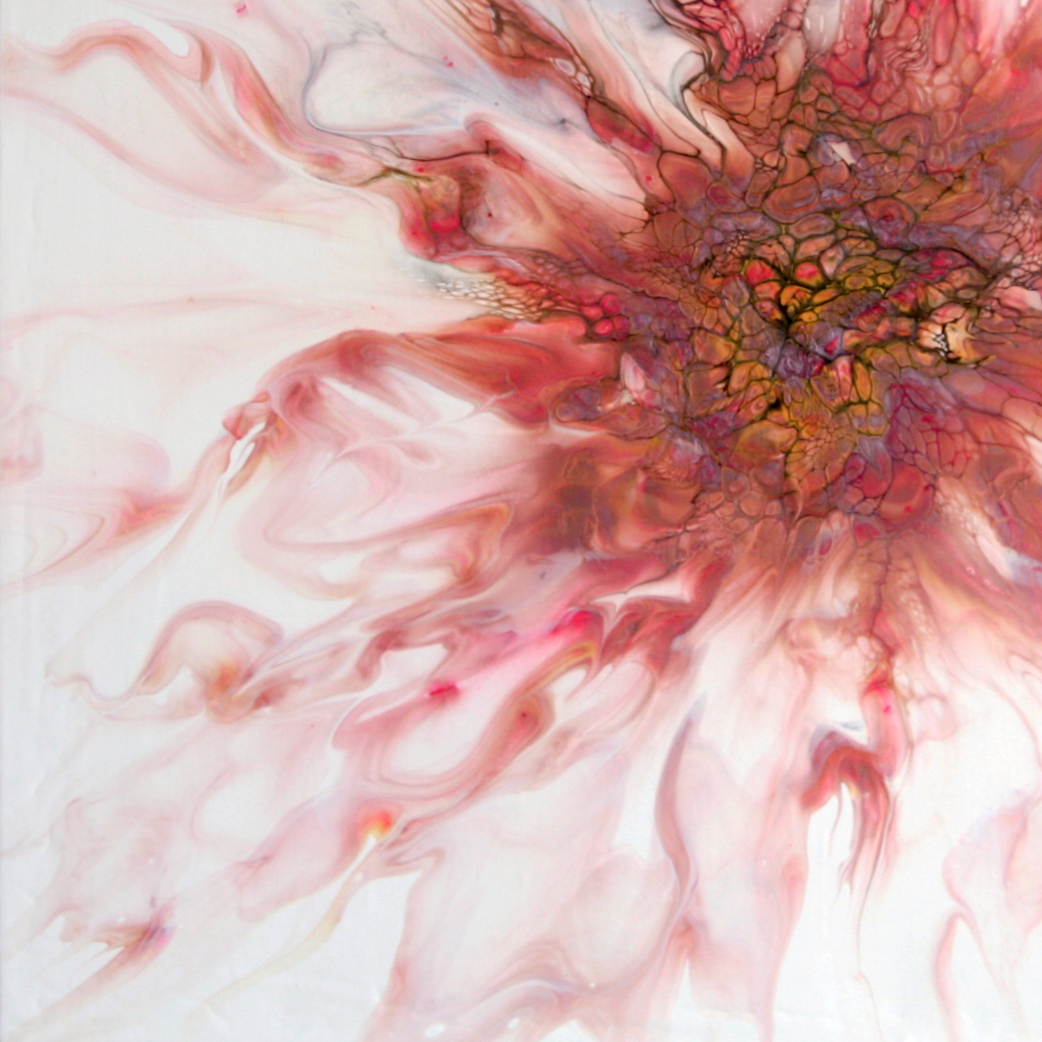 'Dahlia' Abstract Floral Painting (20x20" HP Canvas)