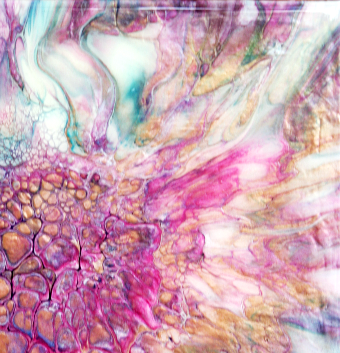 'Panacea' Abstract Fluid Art Painting (10x10" cradled wood)