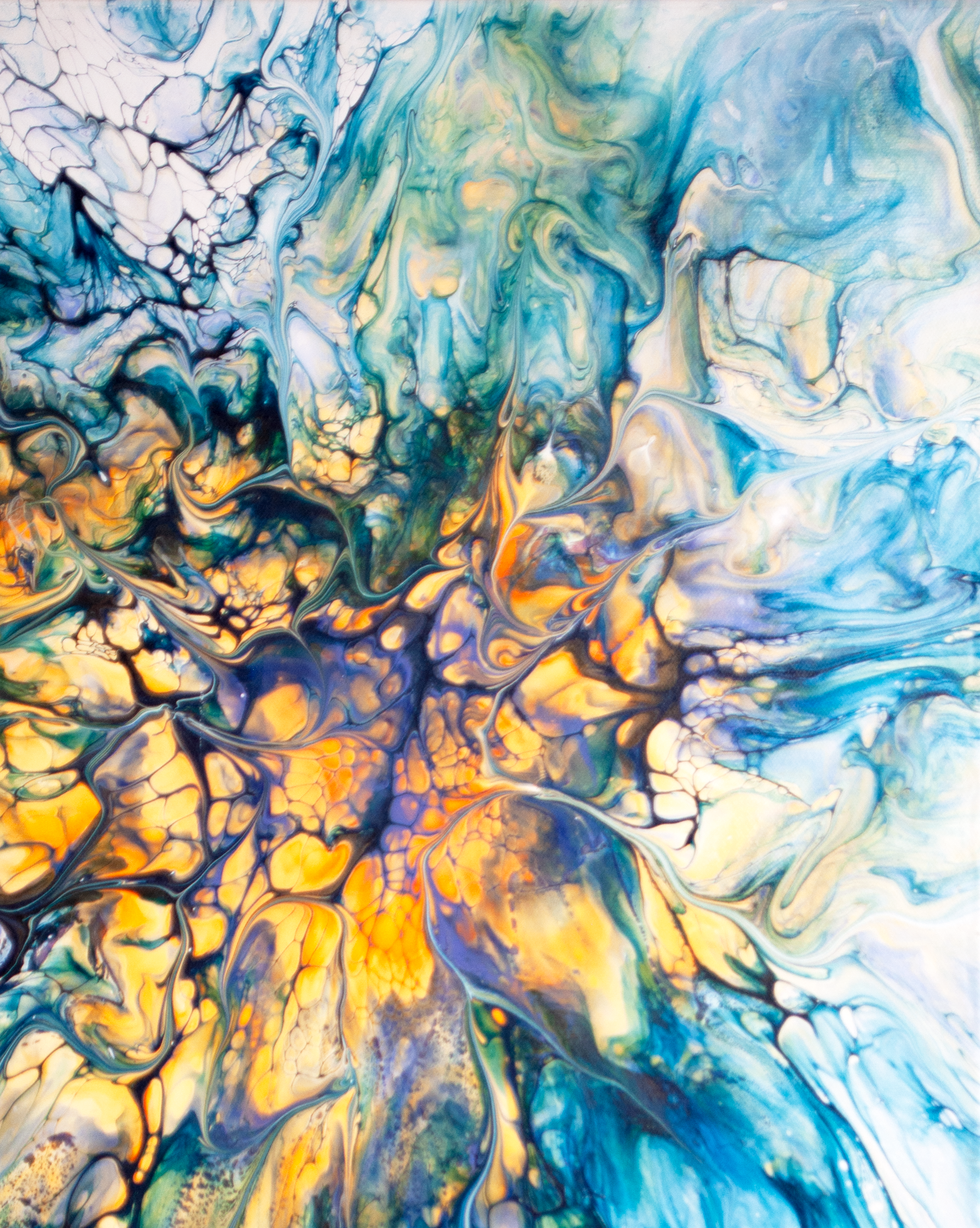 'Phoenix Rising' Abstract Fluid Art (16x20 HP canvas)