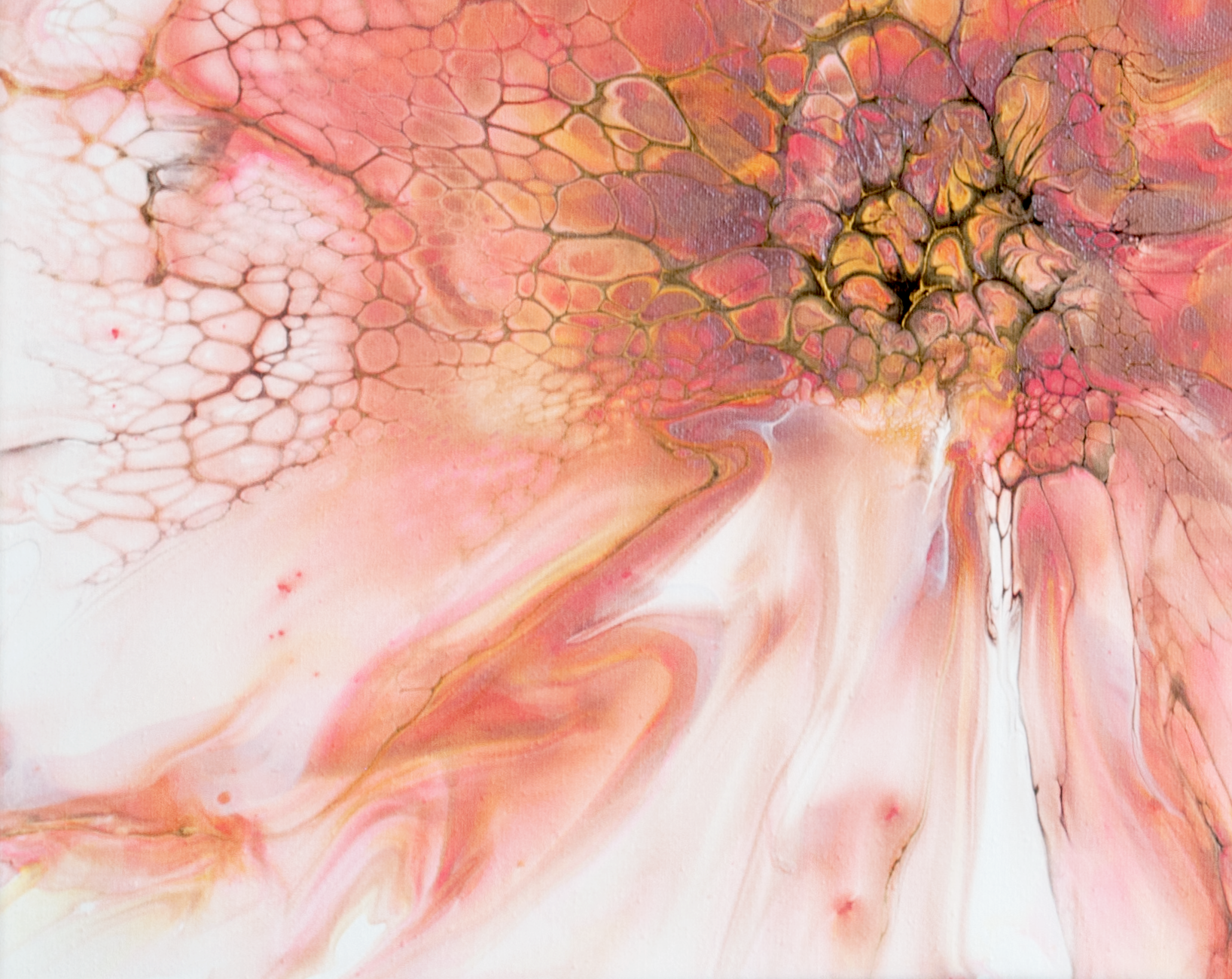  ‘Zinnia’ Abstract Fluid Art (16x20" standard canvas)