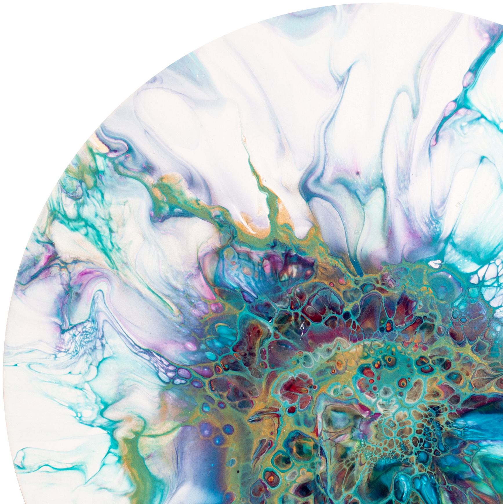 'Royal Bloom' Abstract Circular Art (13.5" diameter wood)