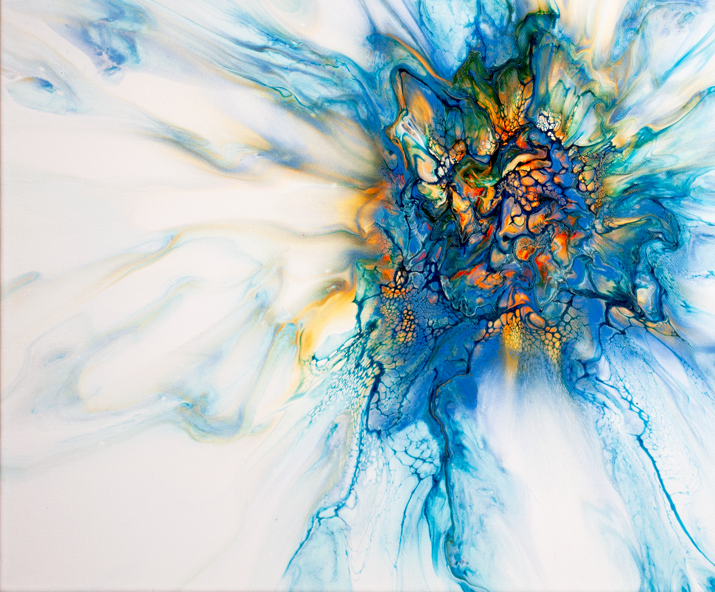 'Picasso Calle Lilly' Abstract Fluid Art (20x24" HP canvas)