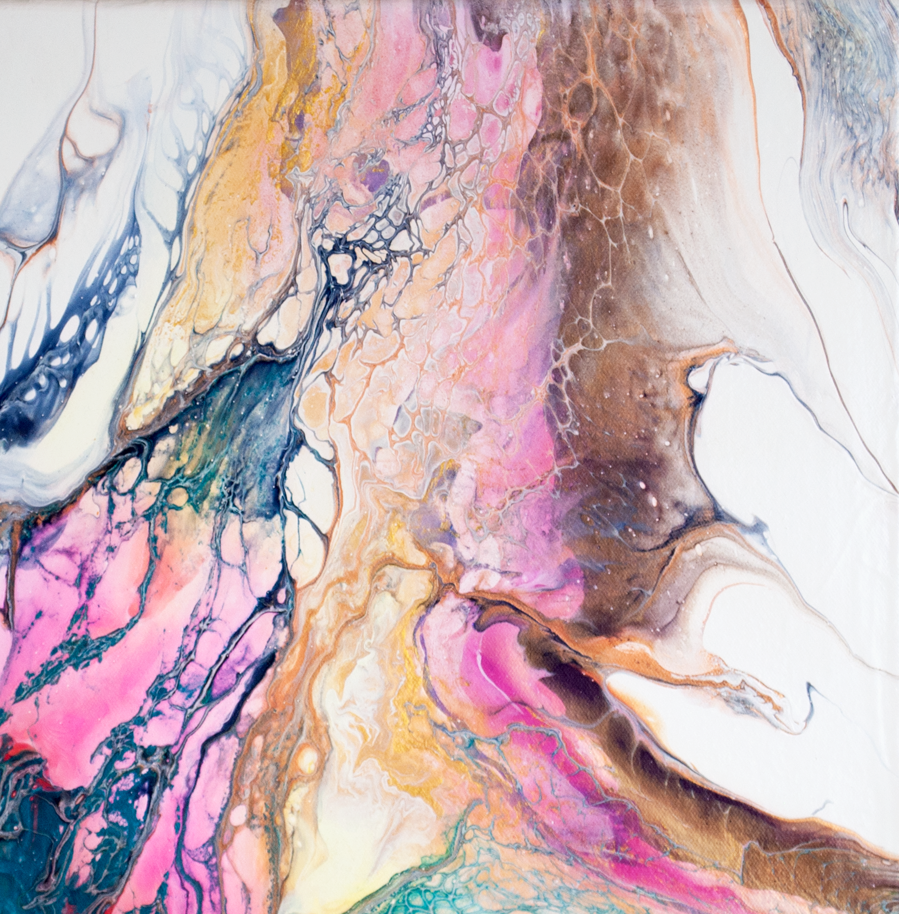 'Marble Swipe' Abstract Fluid Art Painting (20x20" standard canvas)