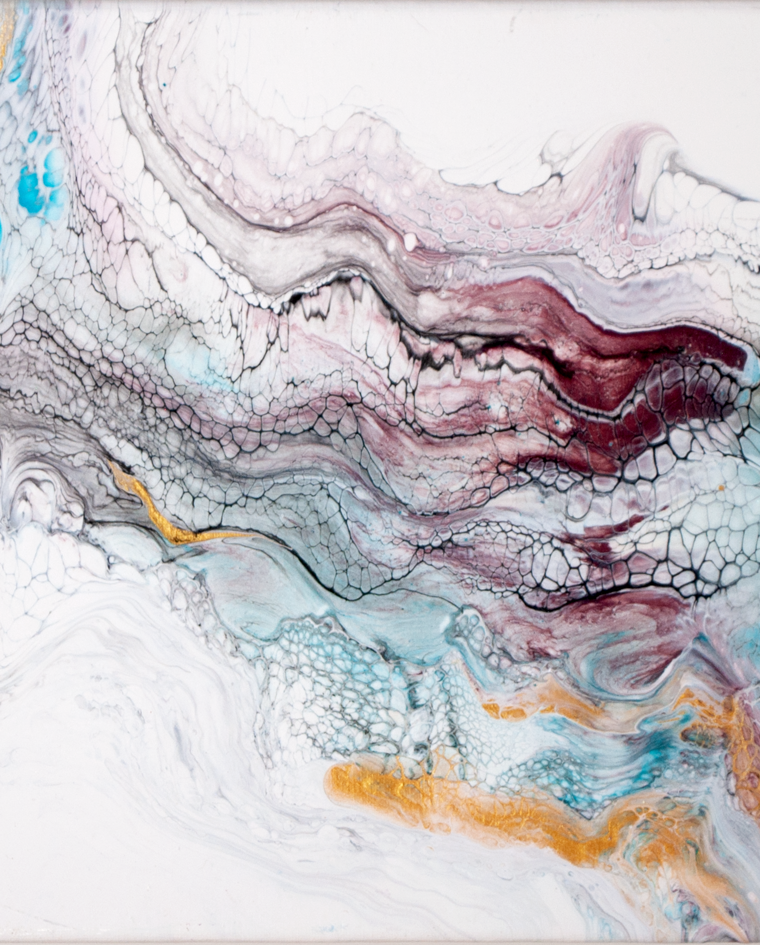 'Guilded' Abstract Fluid Art (10x20" standard canvas)