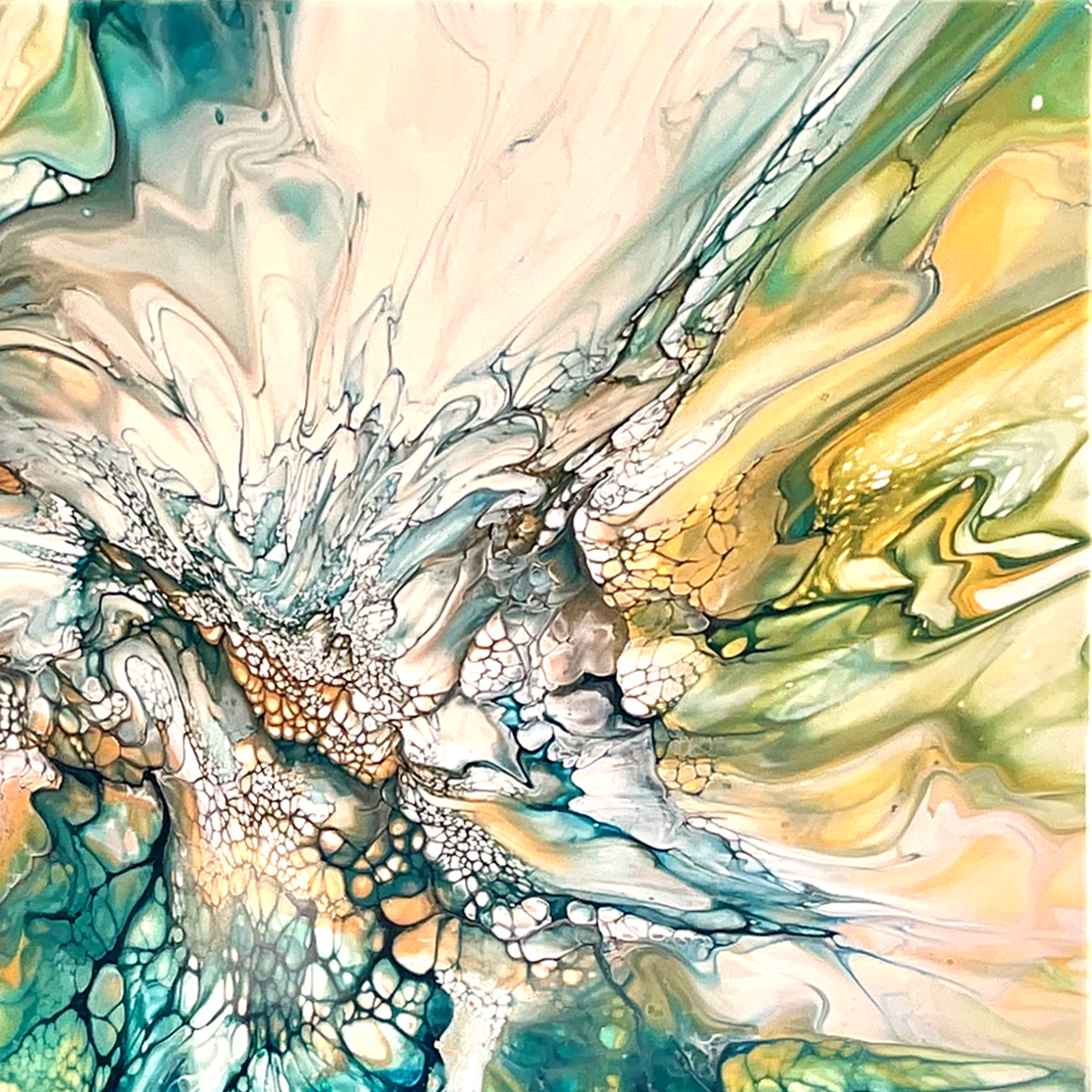 'Mother's Glory' Abstract Fluid Art Painting (24x24" HP canvas)