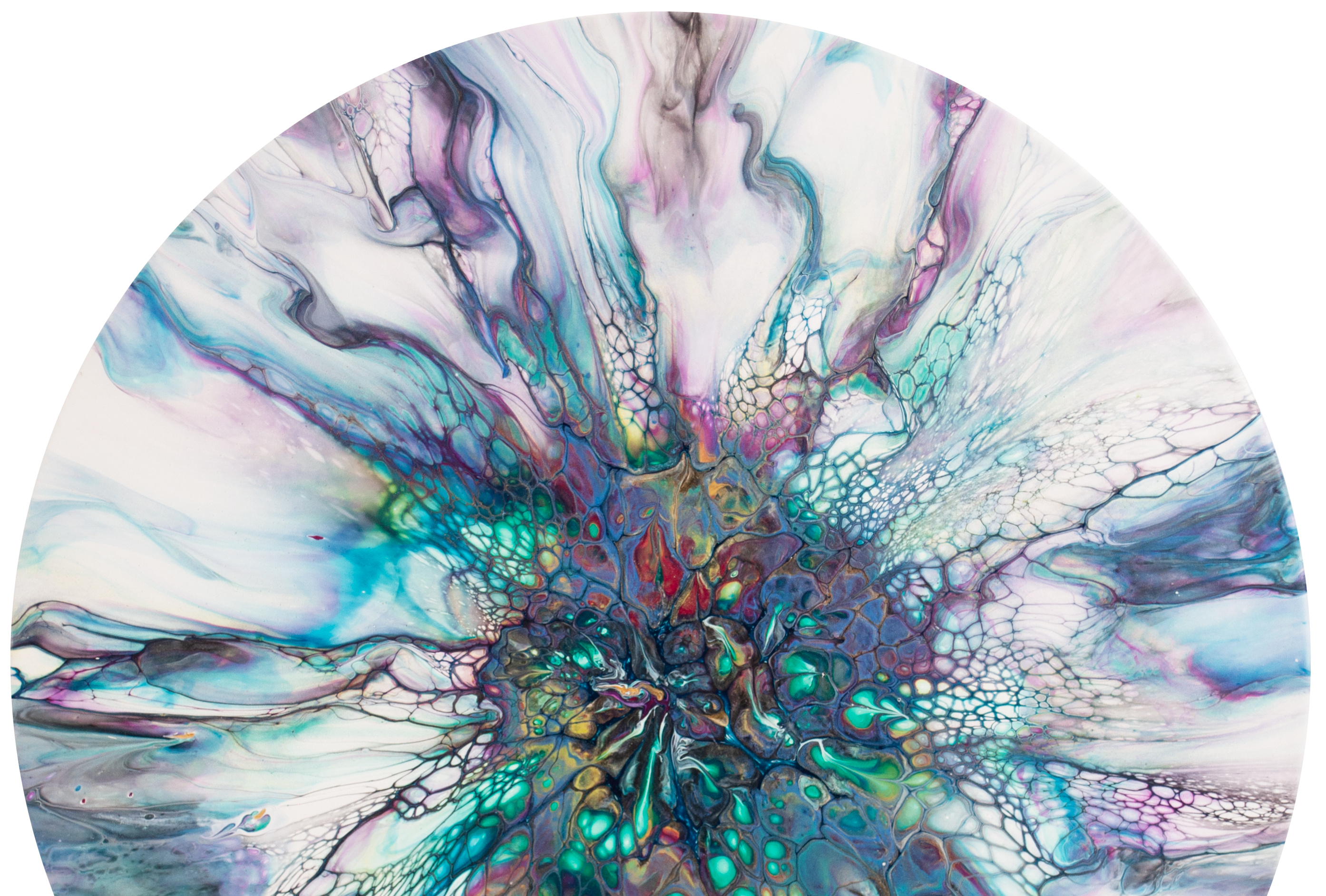 'Bejeweled' Abstract Fluid Art (15 5/8" Wood)