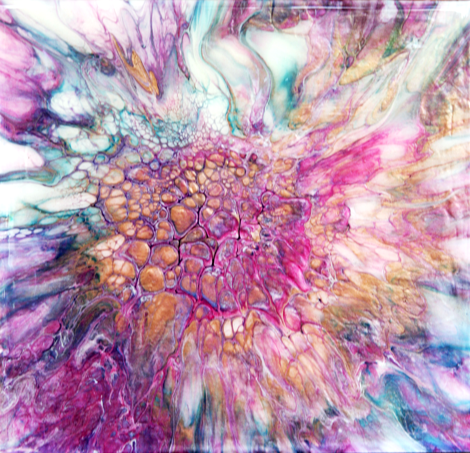 'Panacea' Abstract Fluid Art Painting (10x10" cradled wood)