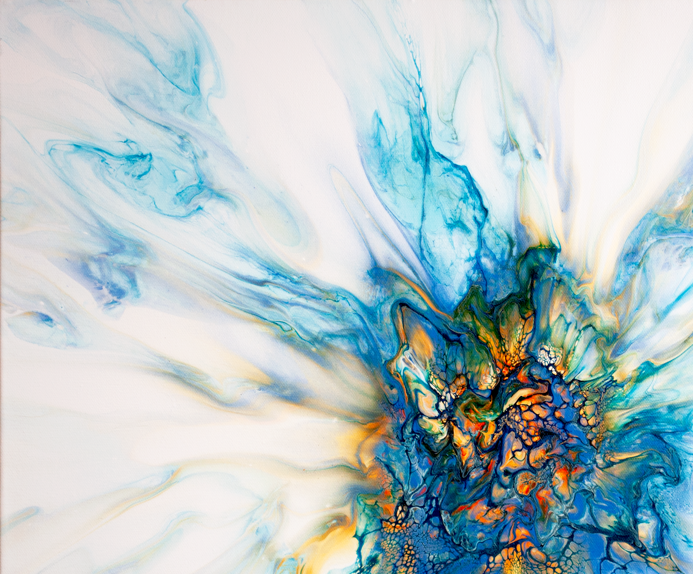 'Picasso Calle Lilly' Abstract Fluid Art (20x24" HP canvas)