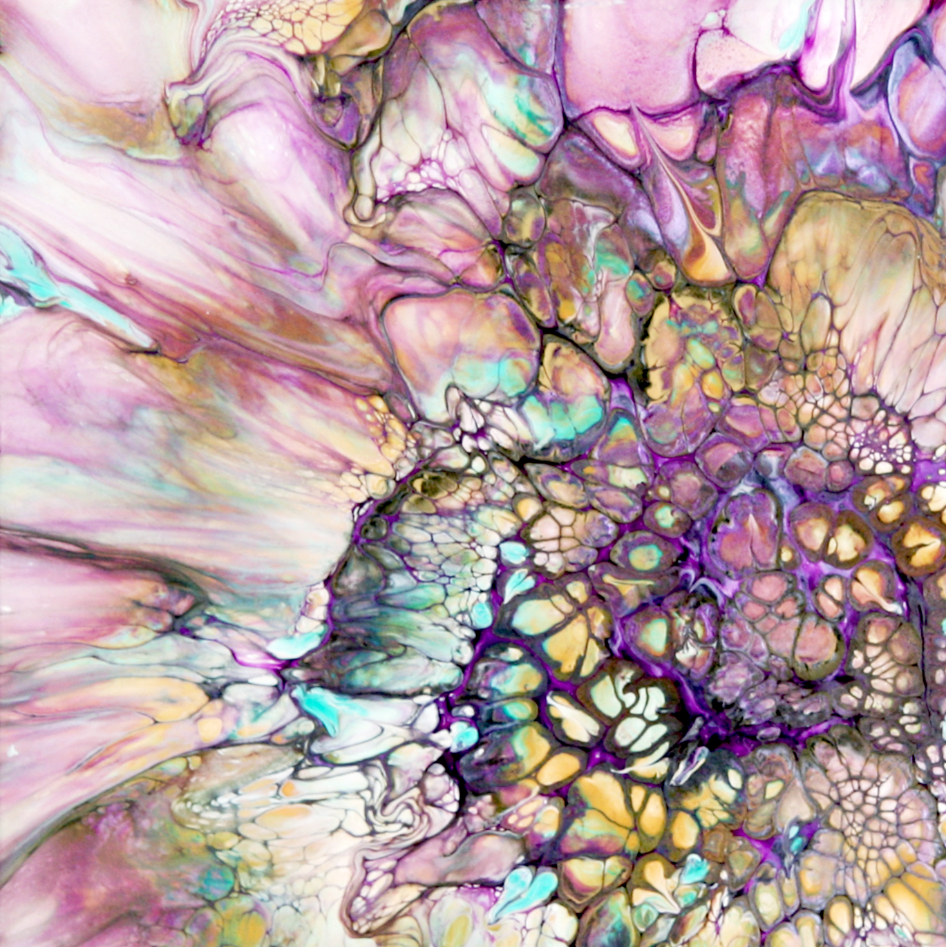 'Zelmira' Abstract Fluid Art Painting (10x10" cradled wood)