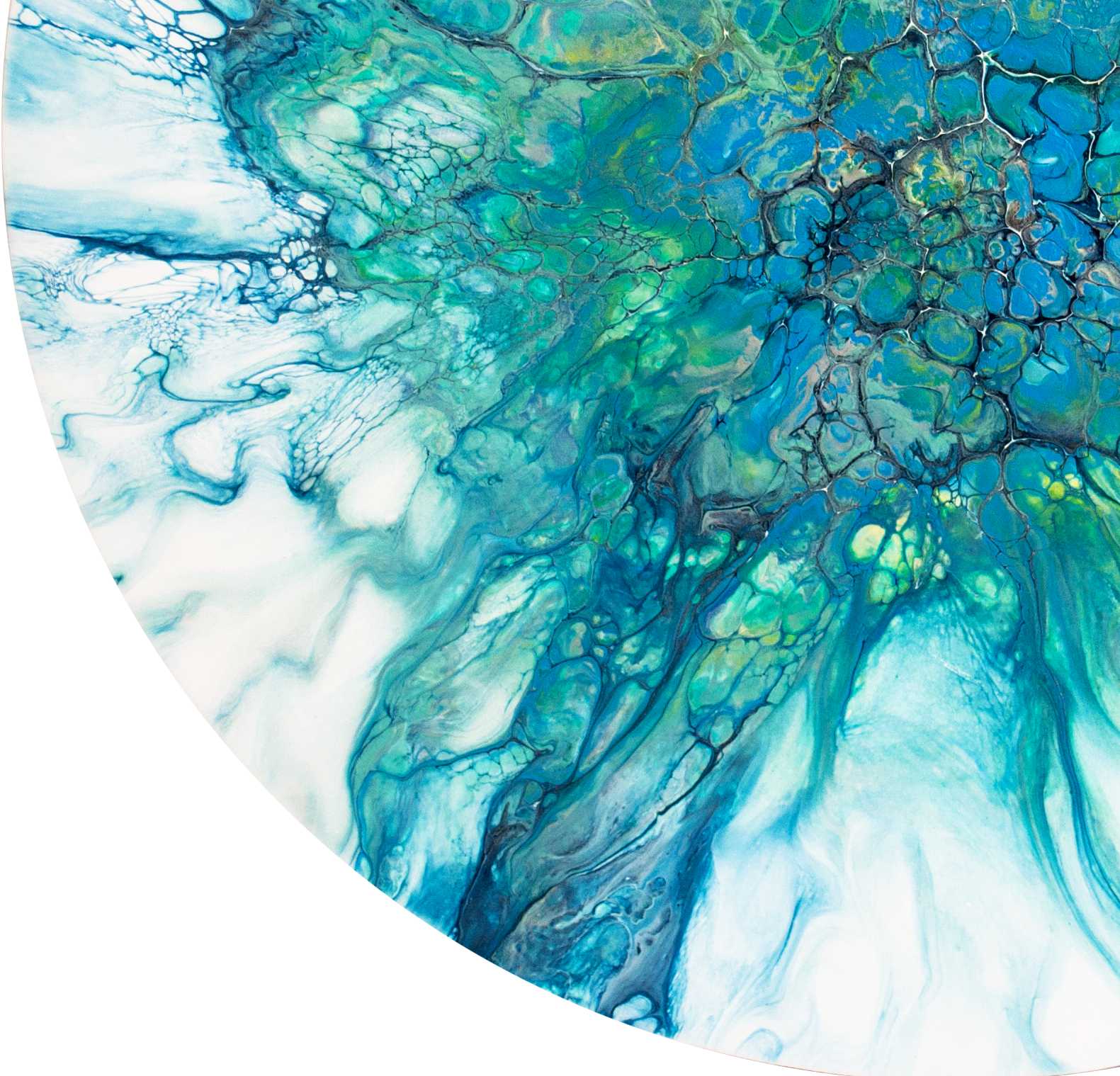 'Blue Hydrangea' Abstract Round Acrylic Art (14.5" round board)