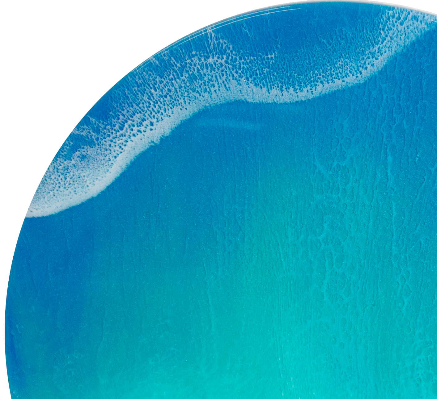 ‘Captive Caribbean’ Epoxy Ocean/Lazy Susan (15" diameter round wood)