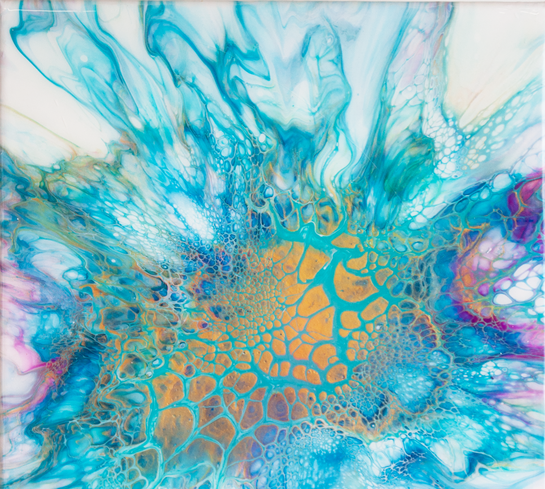 'Blue Orchid' Abstract Fluid Art Painting (11x14" canvas)