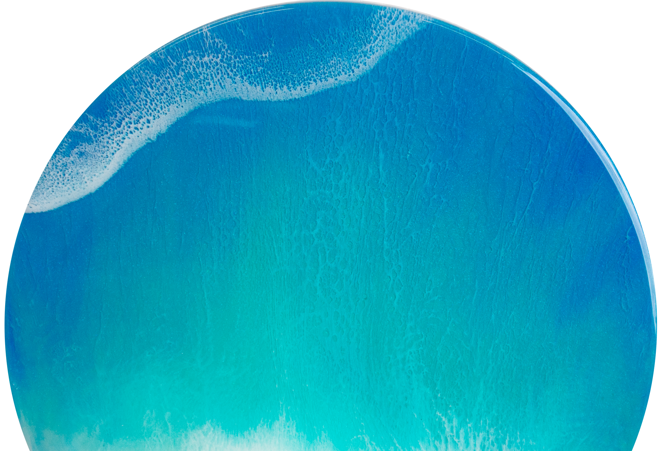 ‘Captive Caribbean’ Epoxy Ocean/Lazy Susan (15" diameter round wood)