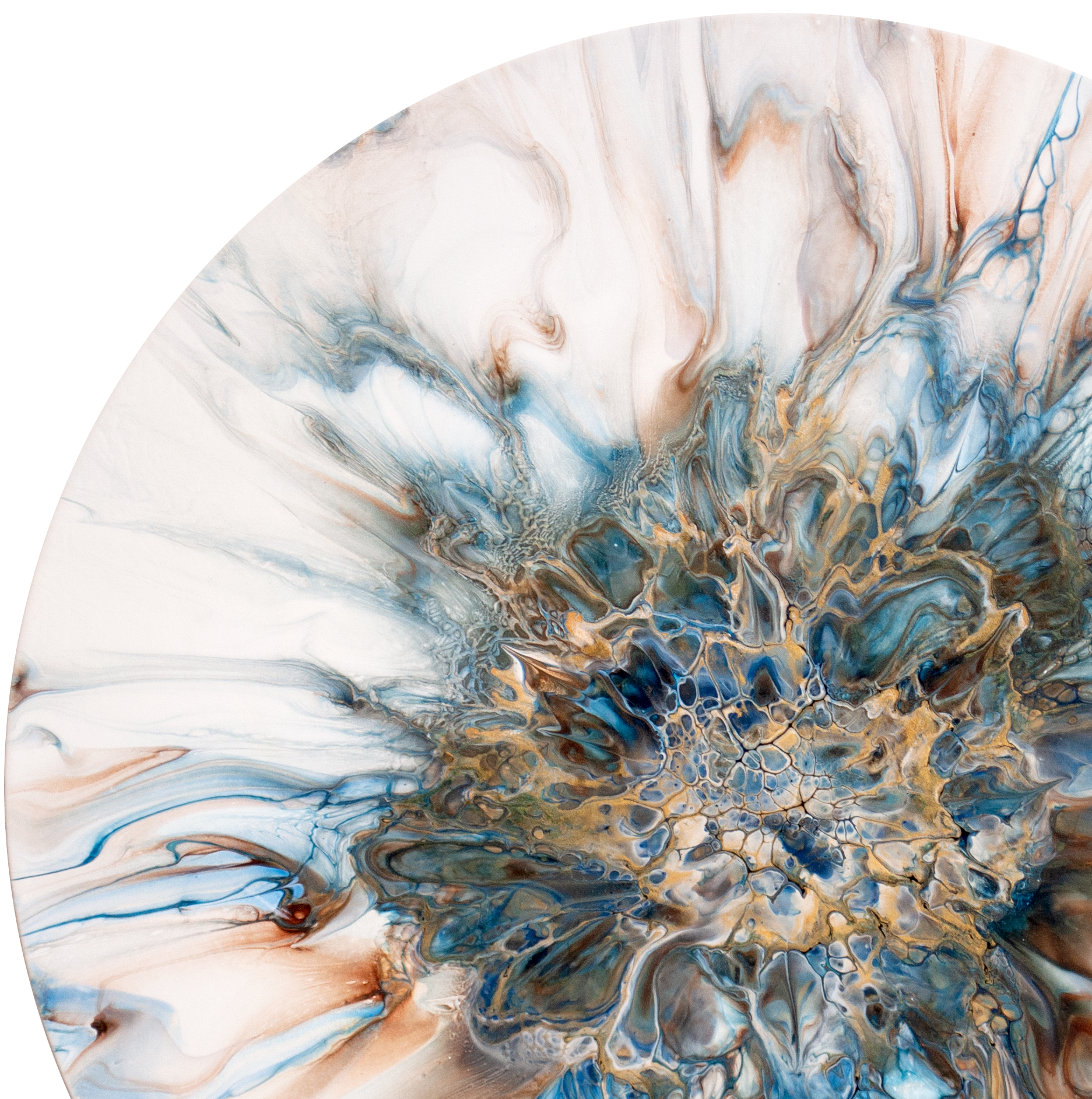 'Turquoise Stone' Abstract Resin Art (17 5/8" diameter wood)