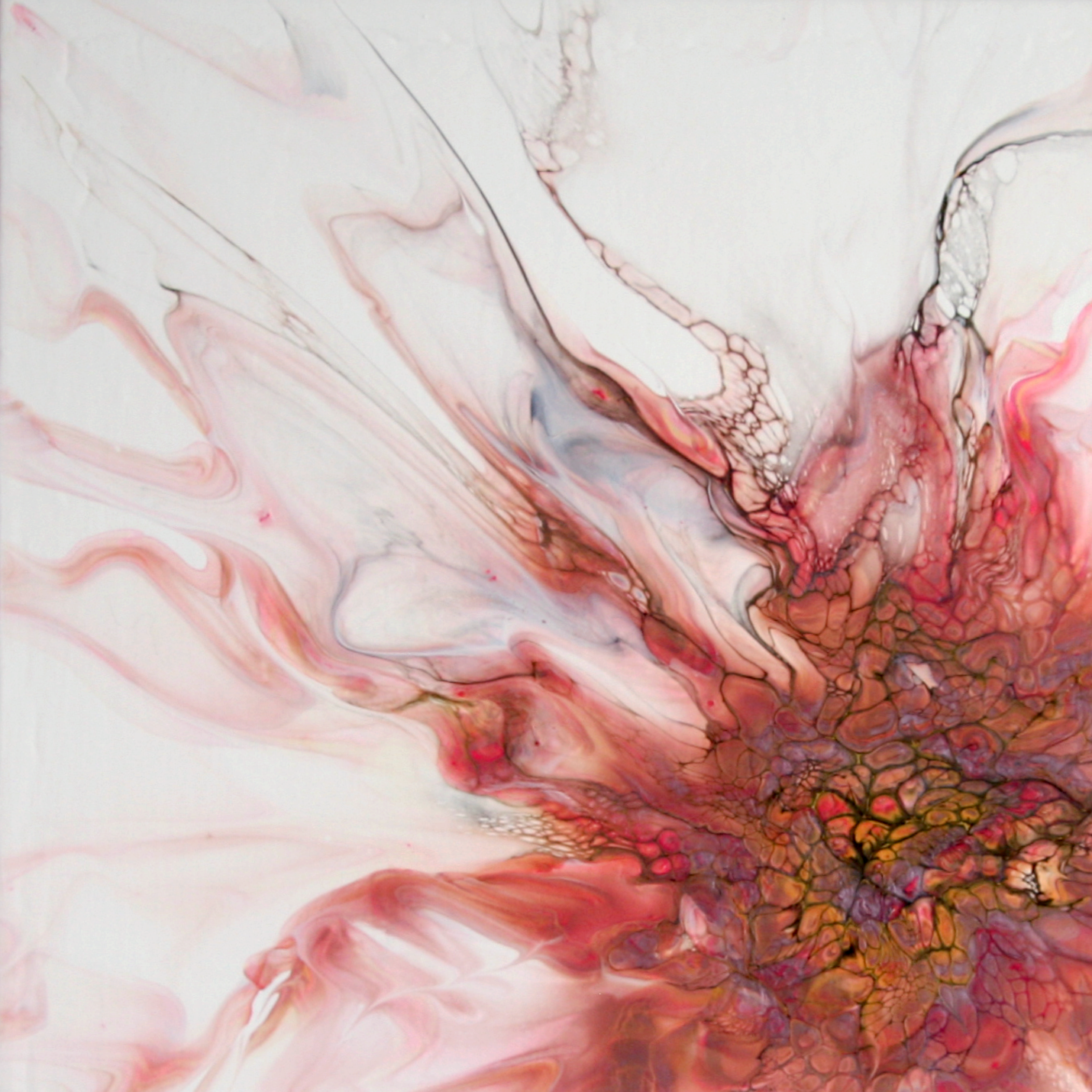 'Dahlia' Abstract Floral Painting (20x20" HP Canvas)