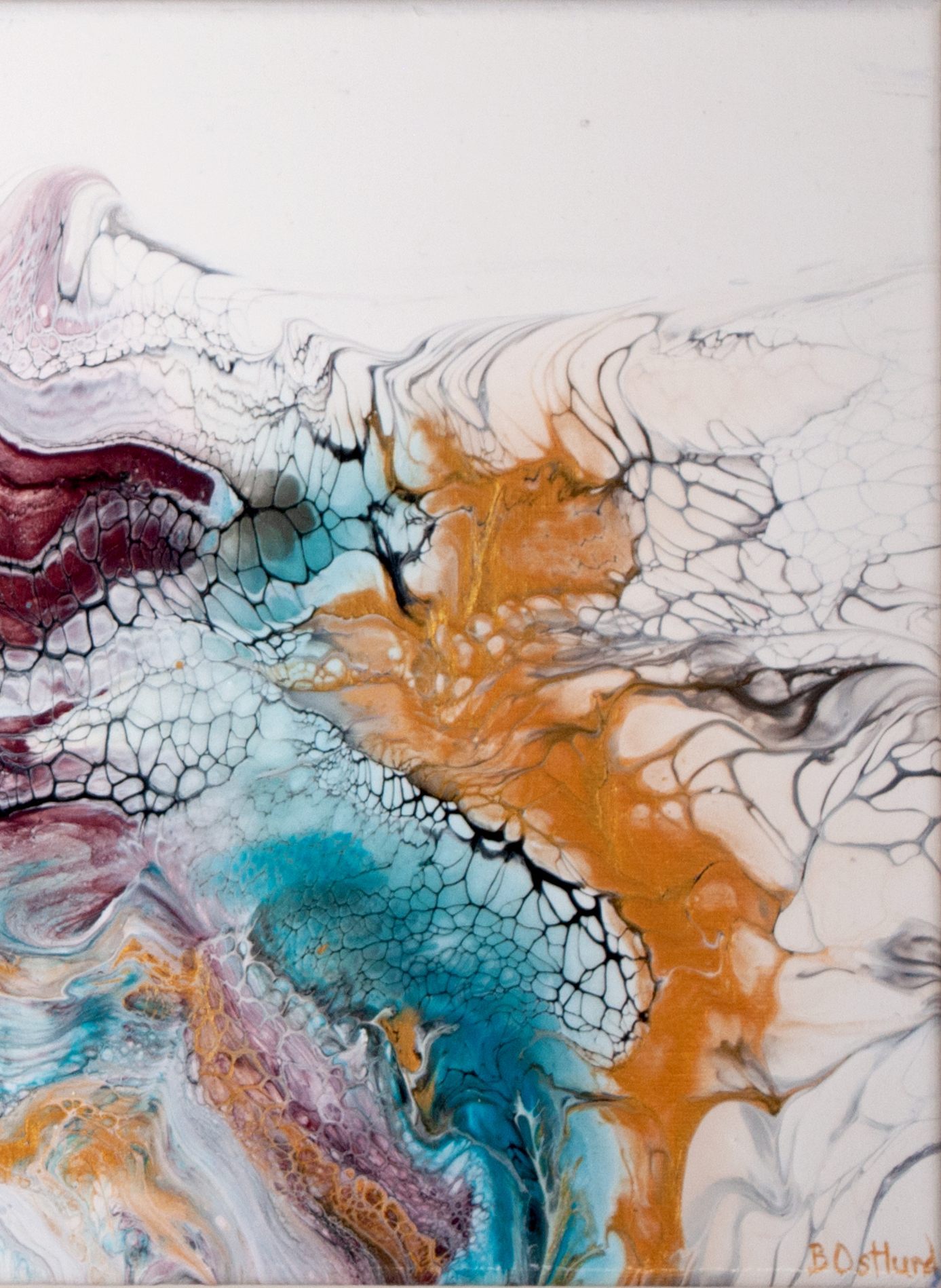 'Guilded' Abstract Fluid Art (10x20" standard canvas)