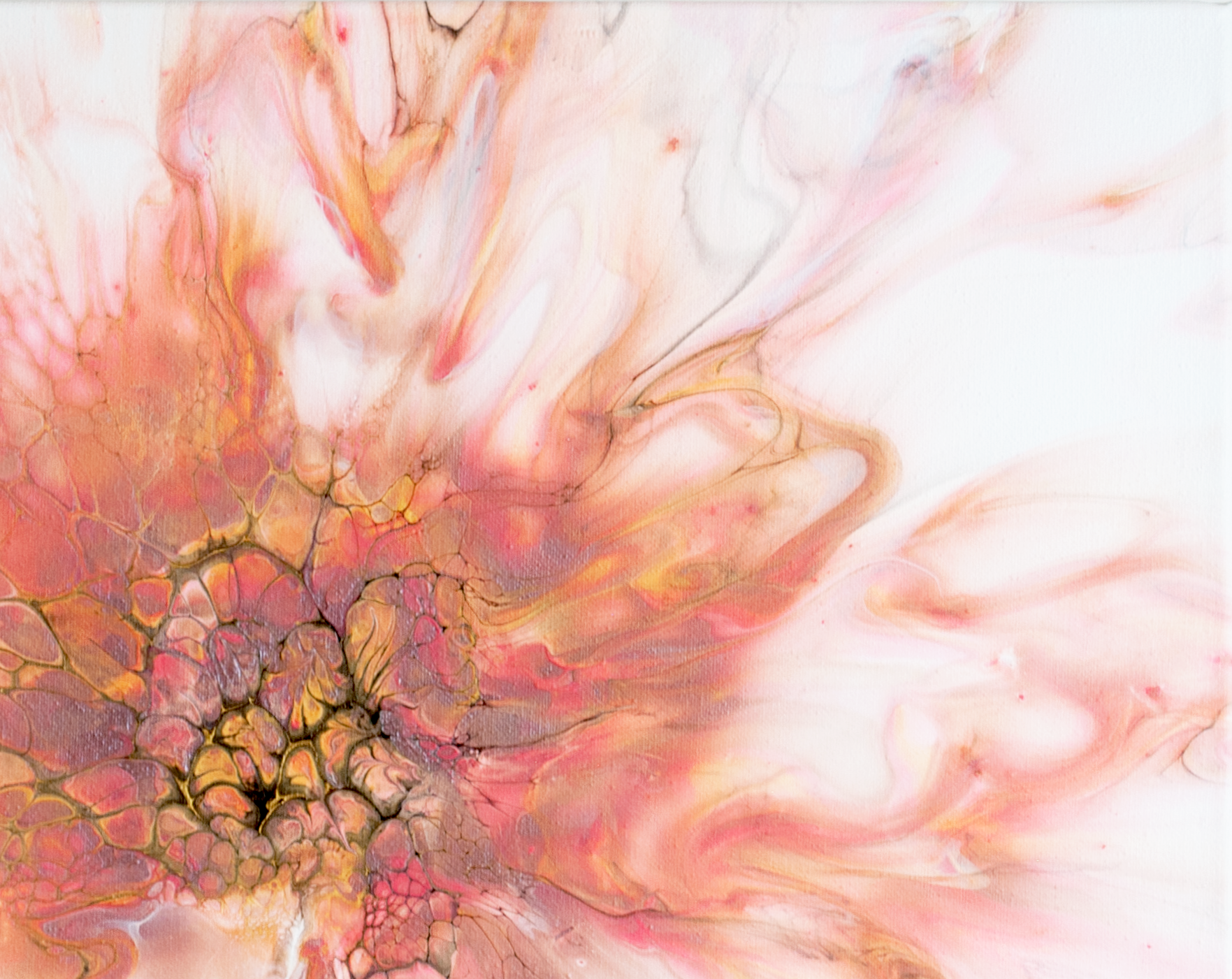 ‘Zinnia’ Abstract Fluid Art (16x20" standard canvas)