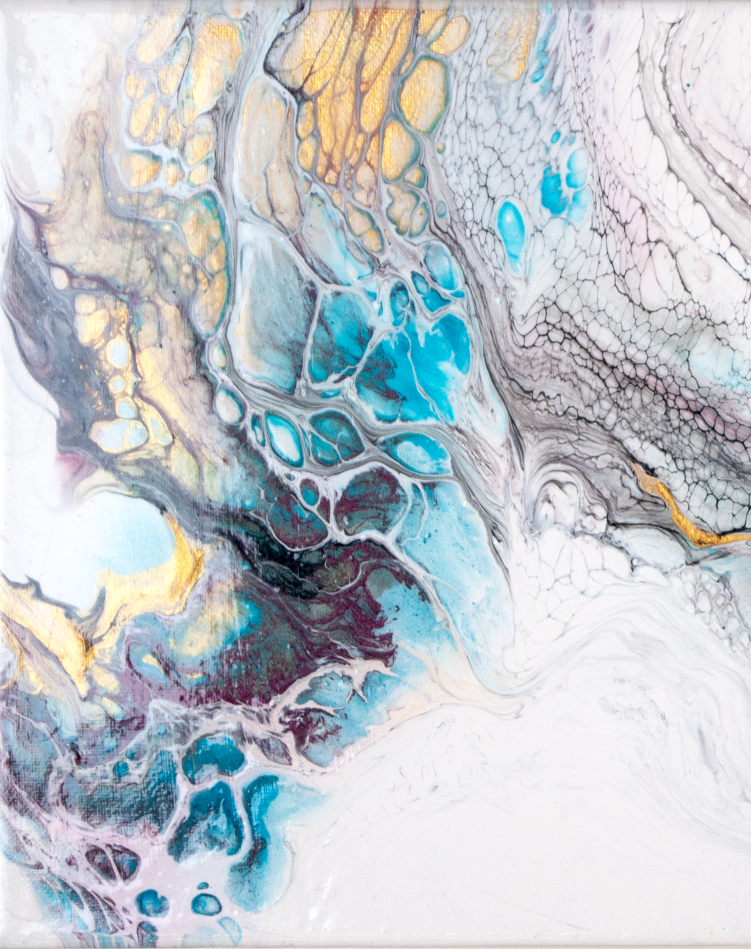 'Guilded' Abstract Fluid Art (10x20" standard canvas)