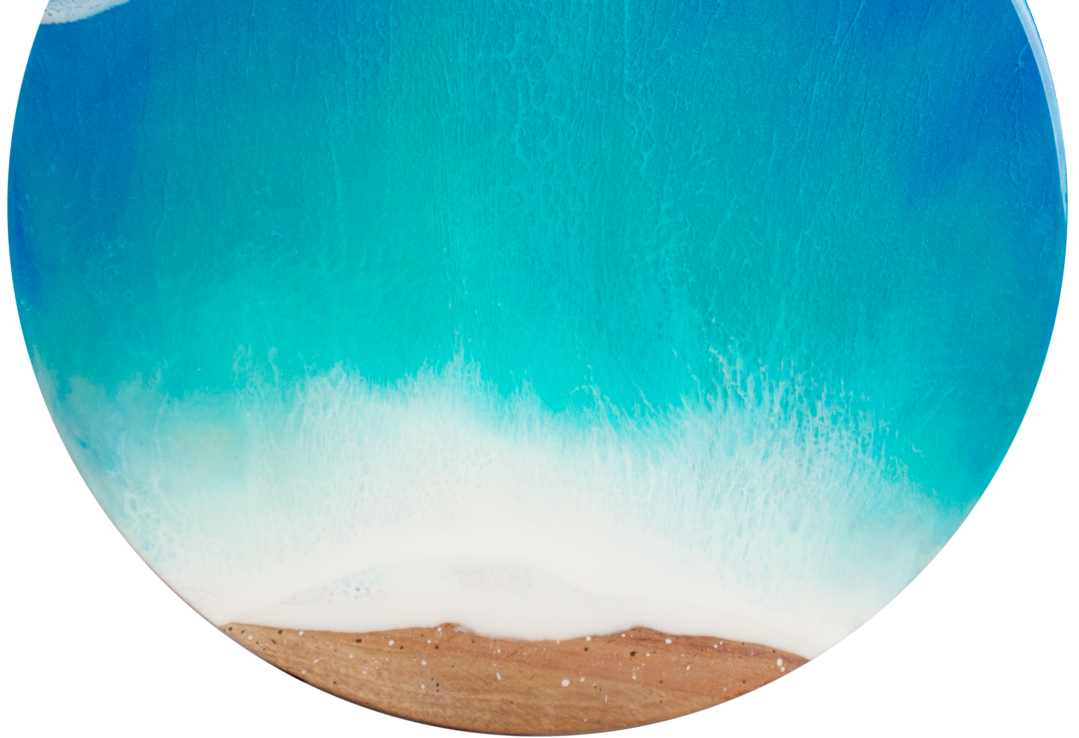‘Captive Caribbean’ Epoxy Ocean/Lazy Susan (15" diameter round wood)