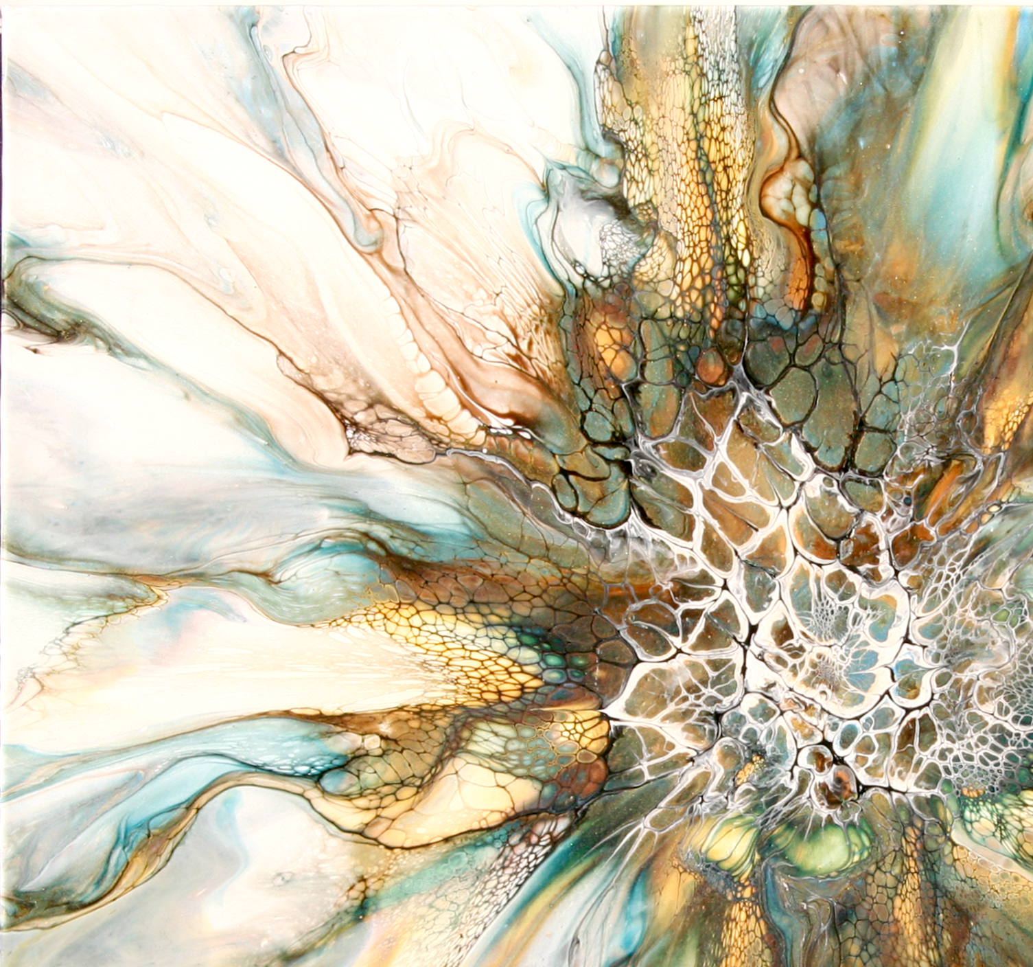 'Woodland Splendor' Abstract Fluid Art Painting