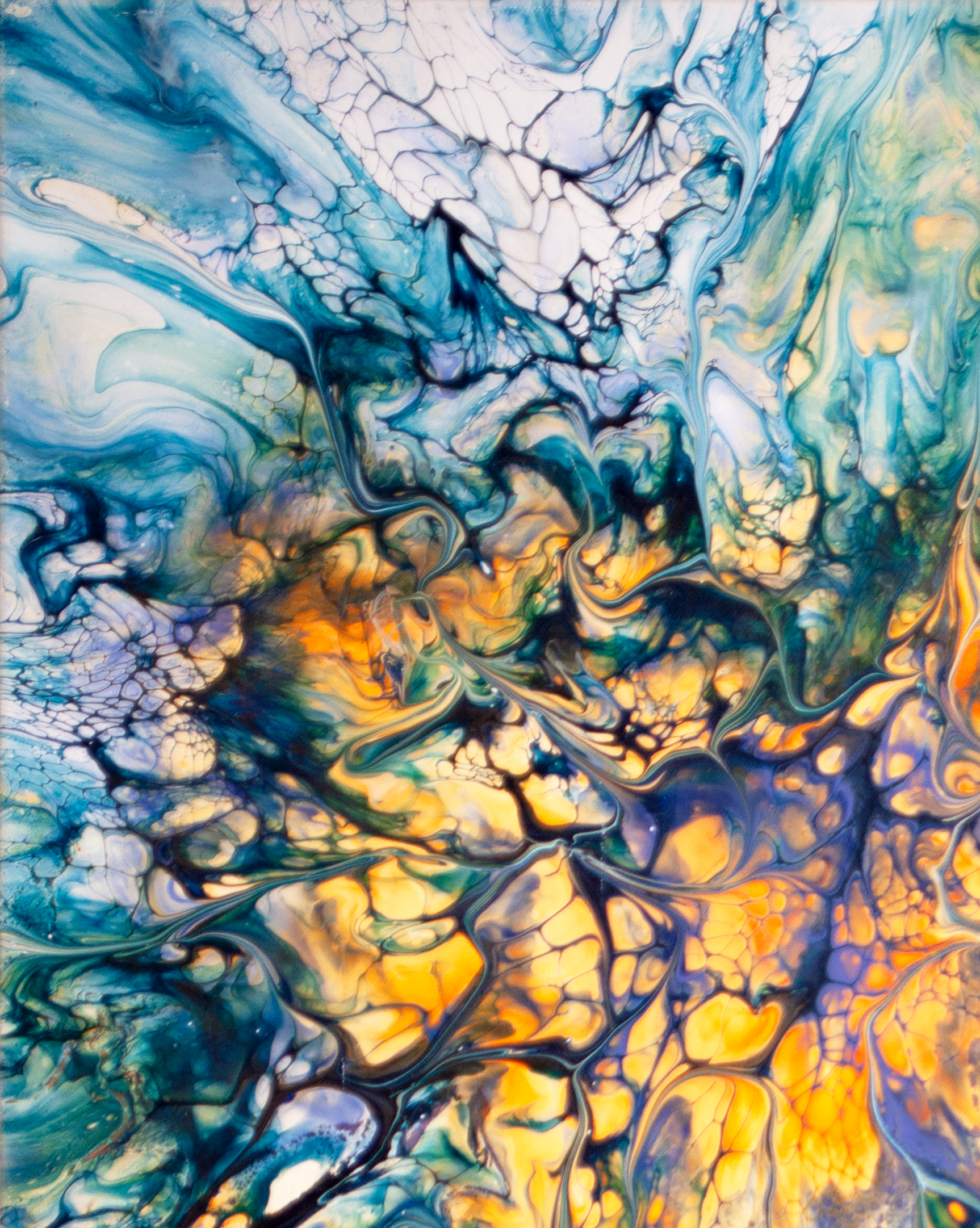 'Phoenix Rising' Abstract Fluid Art (16x20 HP canvas)