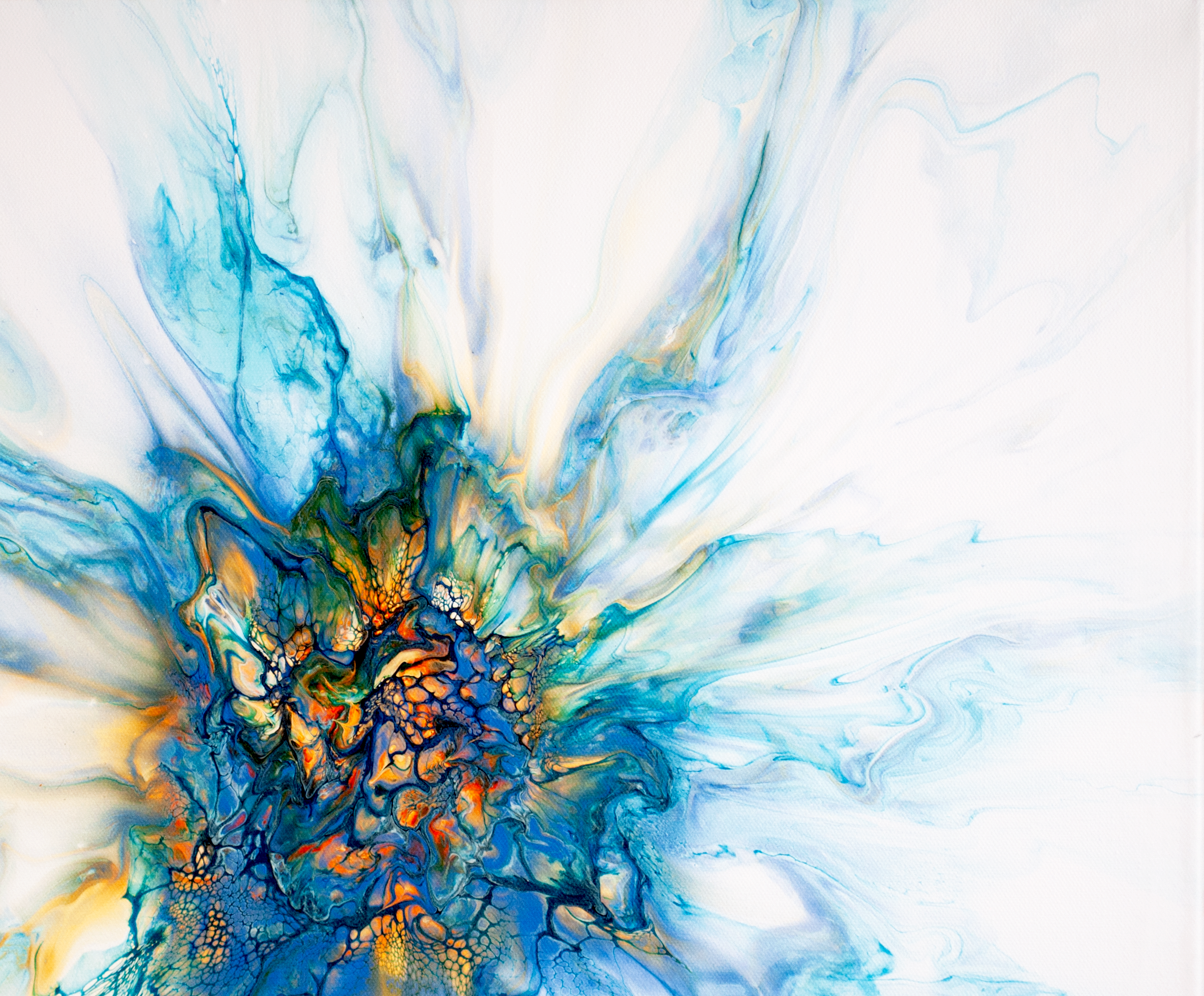 'Picasso Calle Lilly' Abstract Fluid Art (20x24" HP canvas)